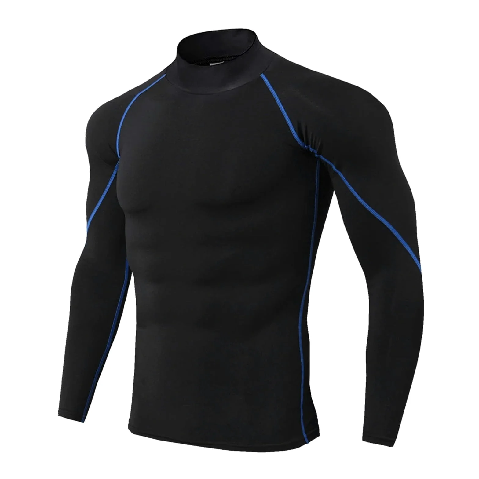 Camisa Funcional Camisetas de compresión for hombre, camisa de manga larga for correr, camisa de secado rápido, camisetas interiores de entrenamiento for culturismo y gimnasio(Black-blue,XXL)