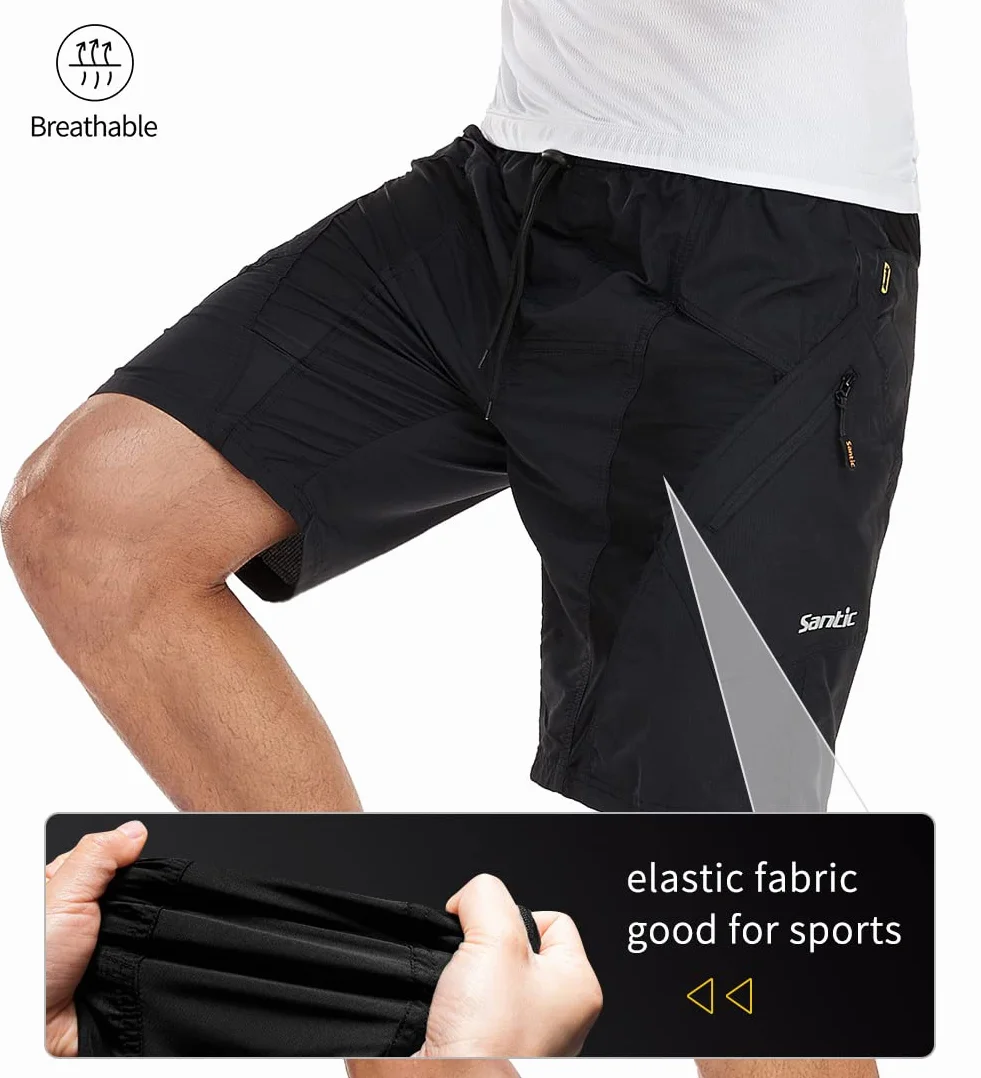 Santic Pantalones Cortos de Ciclismo para Hombre, Pantalones Cortos de MTB para Hombre con Almohadilla de Asiento 4D de Secado Rápido para Bicicleta de Montaña Elasticidad Transpirable