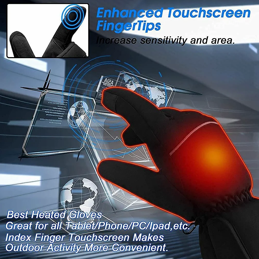 Guantes térmicos eléctricos con Pantalla táctil, para Exteriores, Interiores, calefacción a batería, Guantes de Invierno a Prueba de Viento para Hombres y Mujeres, al Aire Libre, c