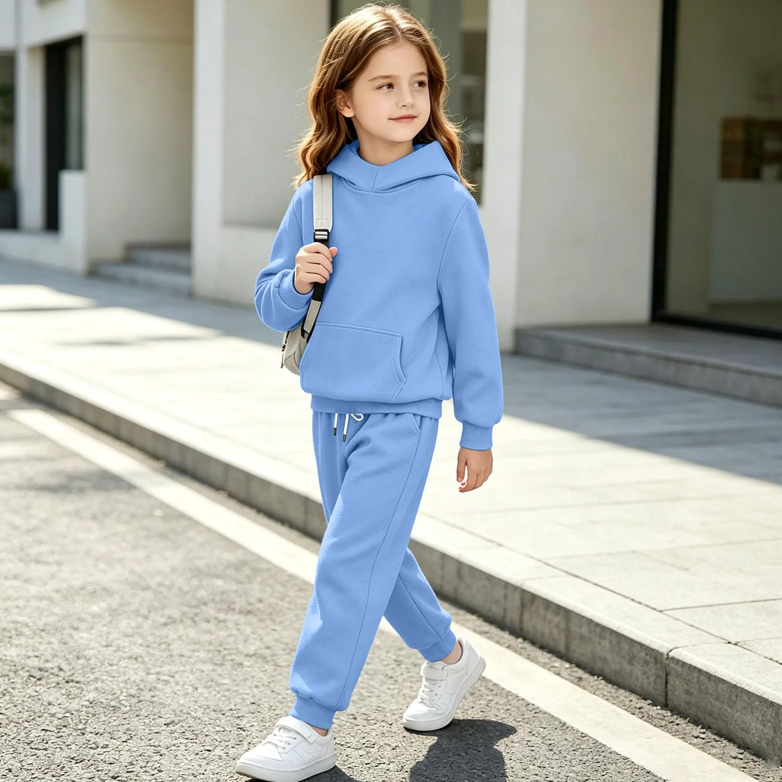 LUCKME Chandal Niño Niña,Conjunto de Sudadera con Capucha y Pantalón Jogger | Ropa Deportiva 2 Piezas Otoño e Invierno, Sudadera Manga Larga y Pantalones con Bolsillos, Chándal Infantil 4-15 años