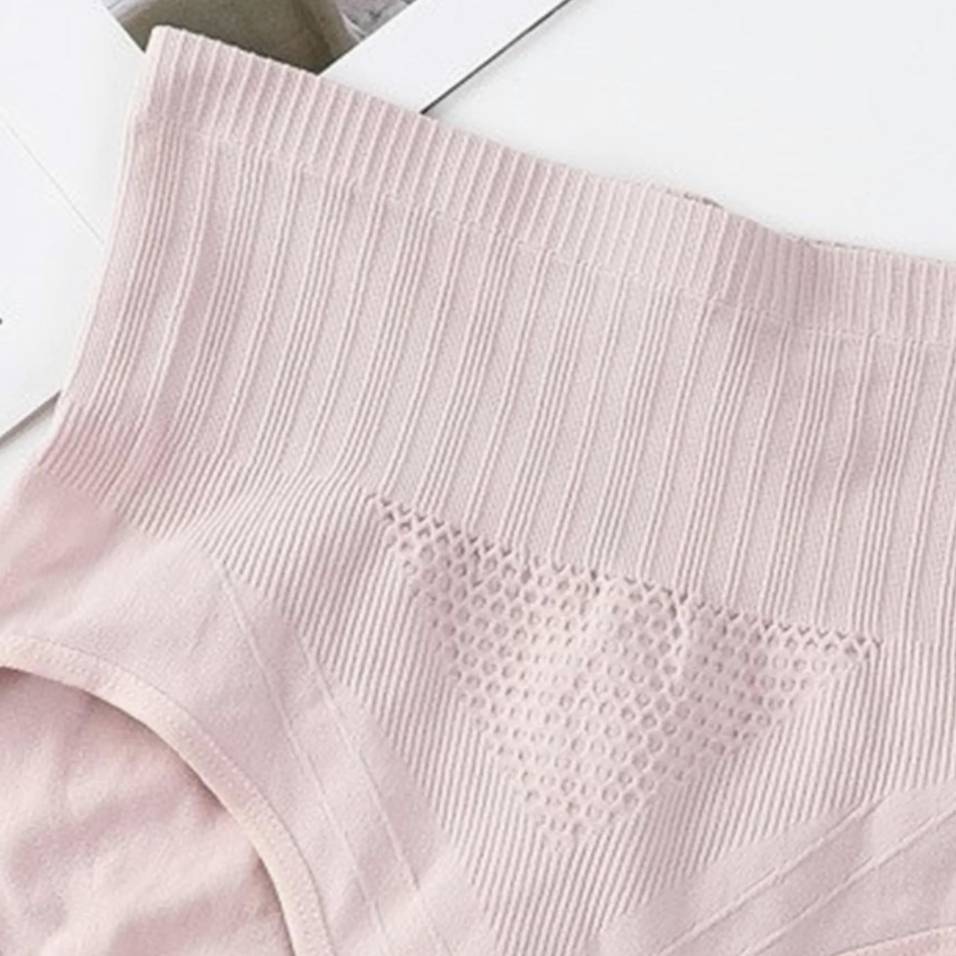 Paquete múltiple de bragas de cintura alta para mujer, ropa interior de recuperación de cesárea, ropa interior suave y elástica (rosa, 5 piezas, M)
