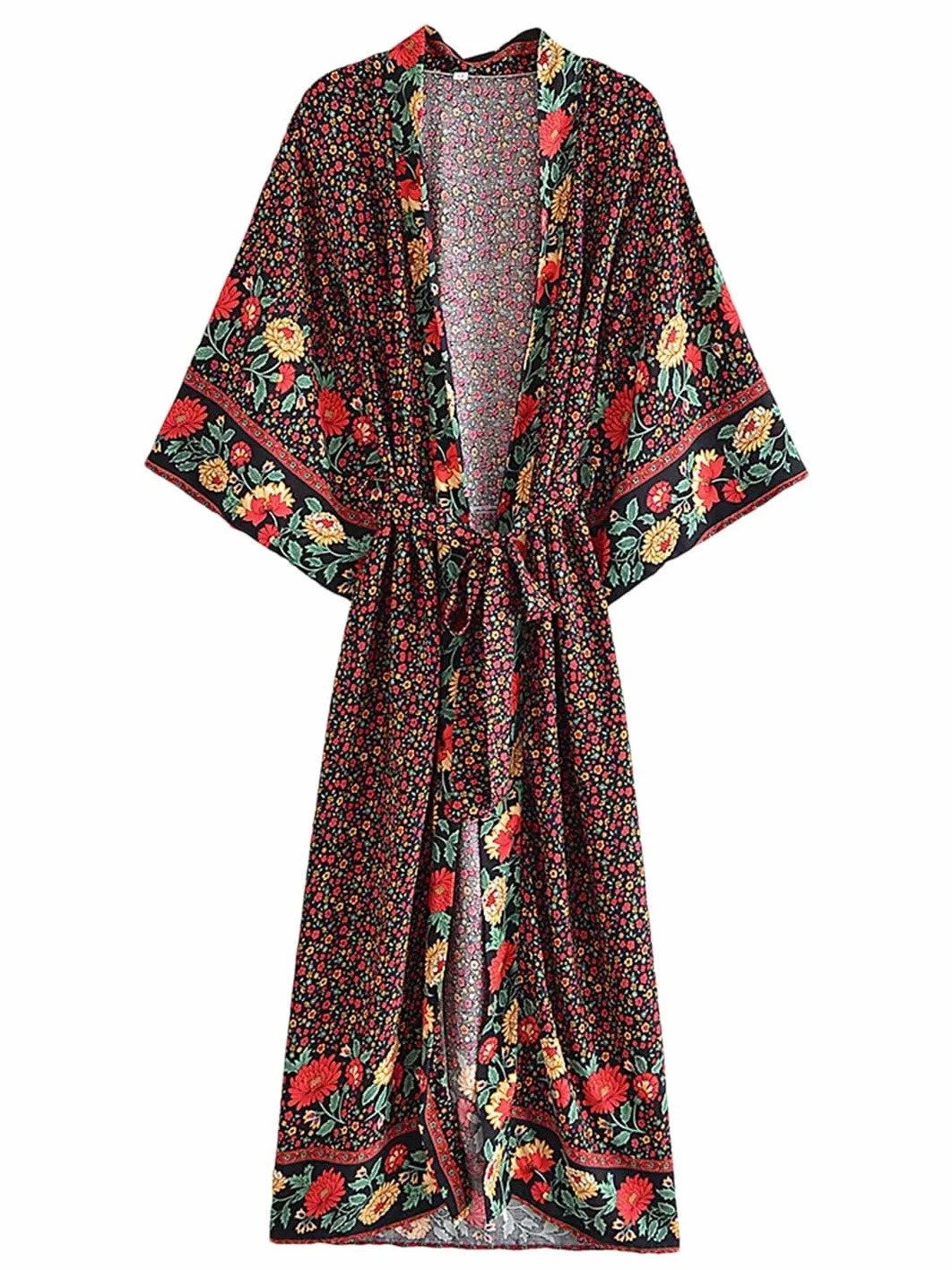 Disimlarl Kimono bohemio floral para mujer, traje de baño, mangas de murciélago, bata de bikini, ropa de playa