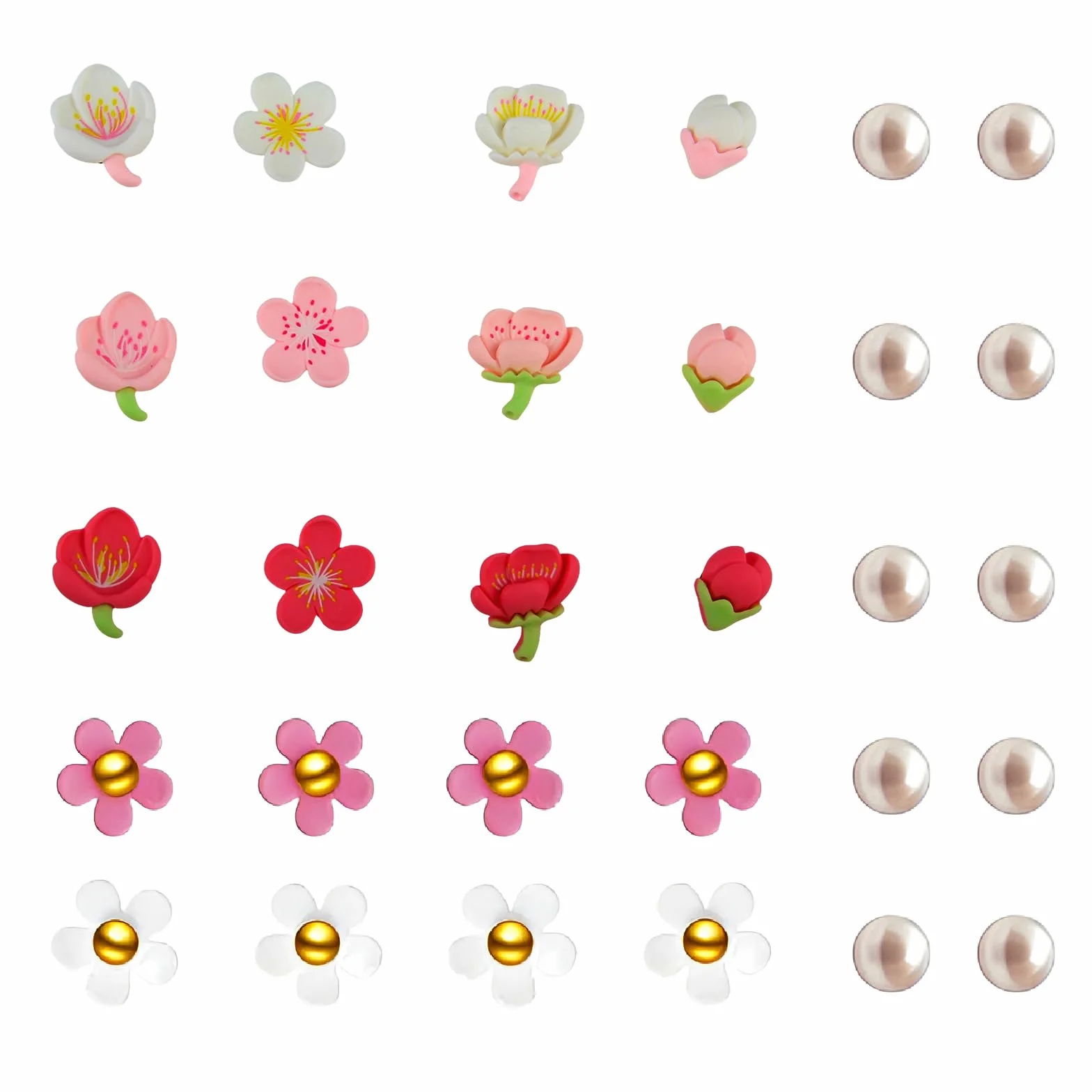 DBALL 30 Piezas Pin Crocs Moda Rosa Flor De Cerezo Pins Para Accesorios Crocs Con Perlas Dulce Lindo Adecuado Para Damas y Niños Sandalias Decorativas