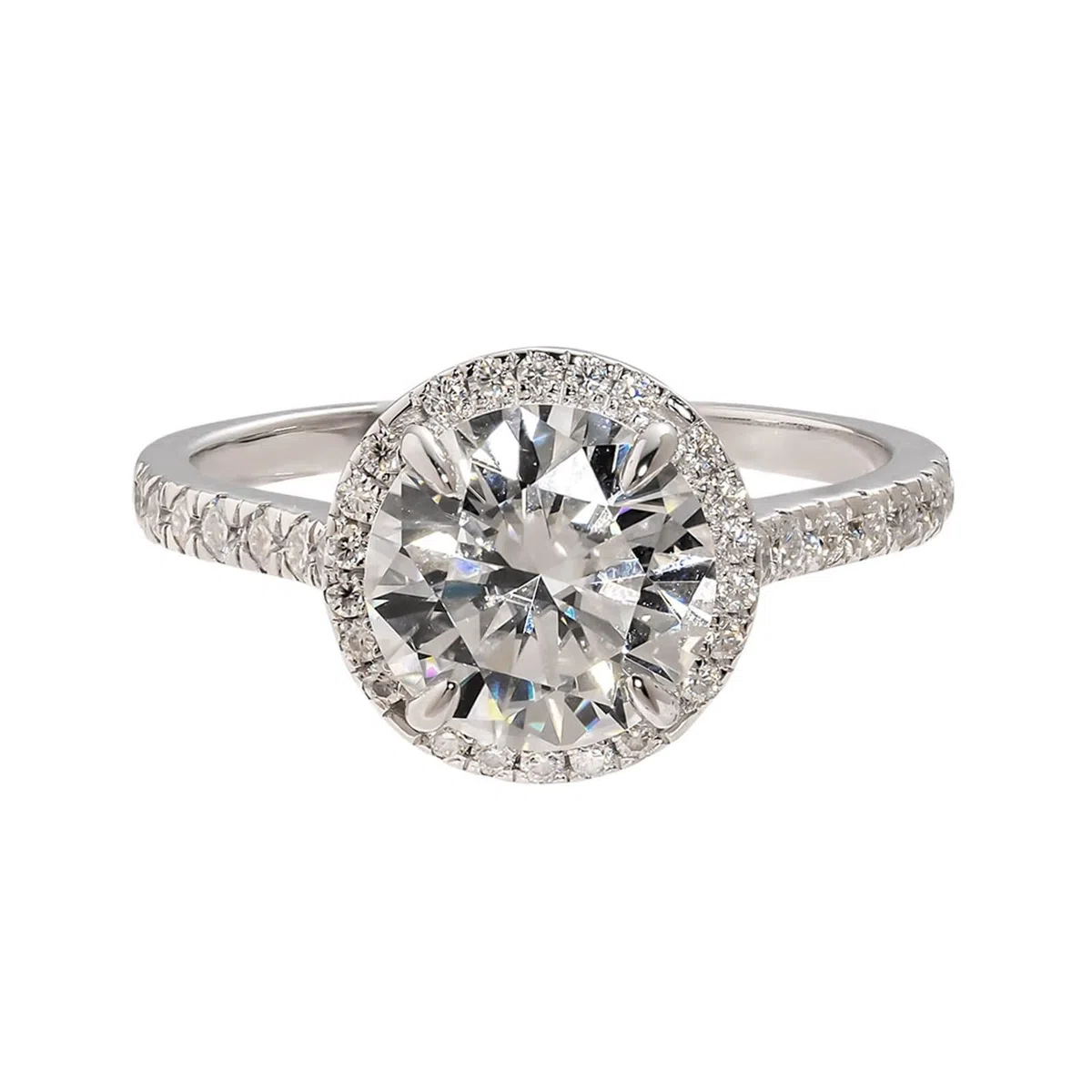 Anillos de dedo para mujer, anillos de compromiso para mujer con moissanita redonda de oro blanco