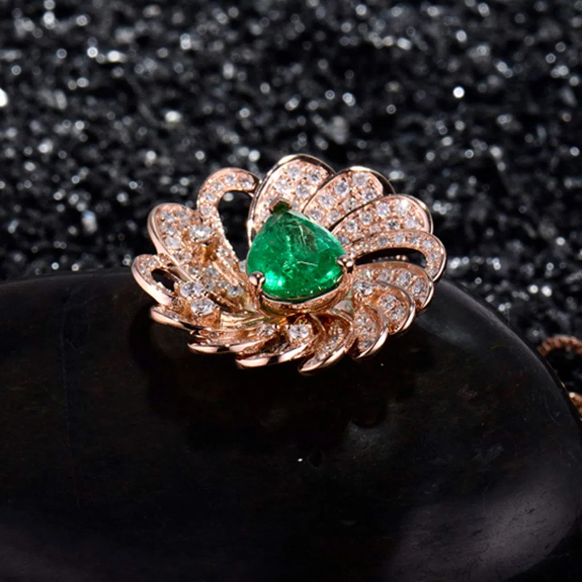 Collar para Mujer, Flor con Esmeralda creada por Muchacho de 1,5 Quilates, Oro de 18 Quilates/Plata de Ley 925, Collares con Colgante para niñas, Regalo para el día de la Madre/día de San Valentín,