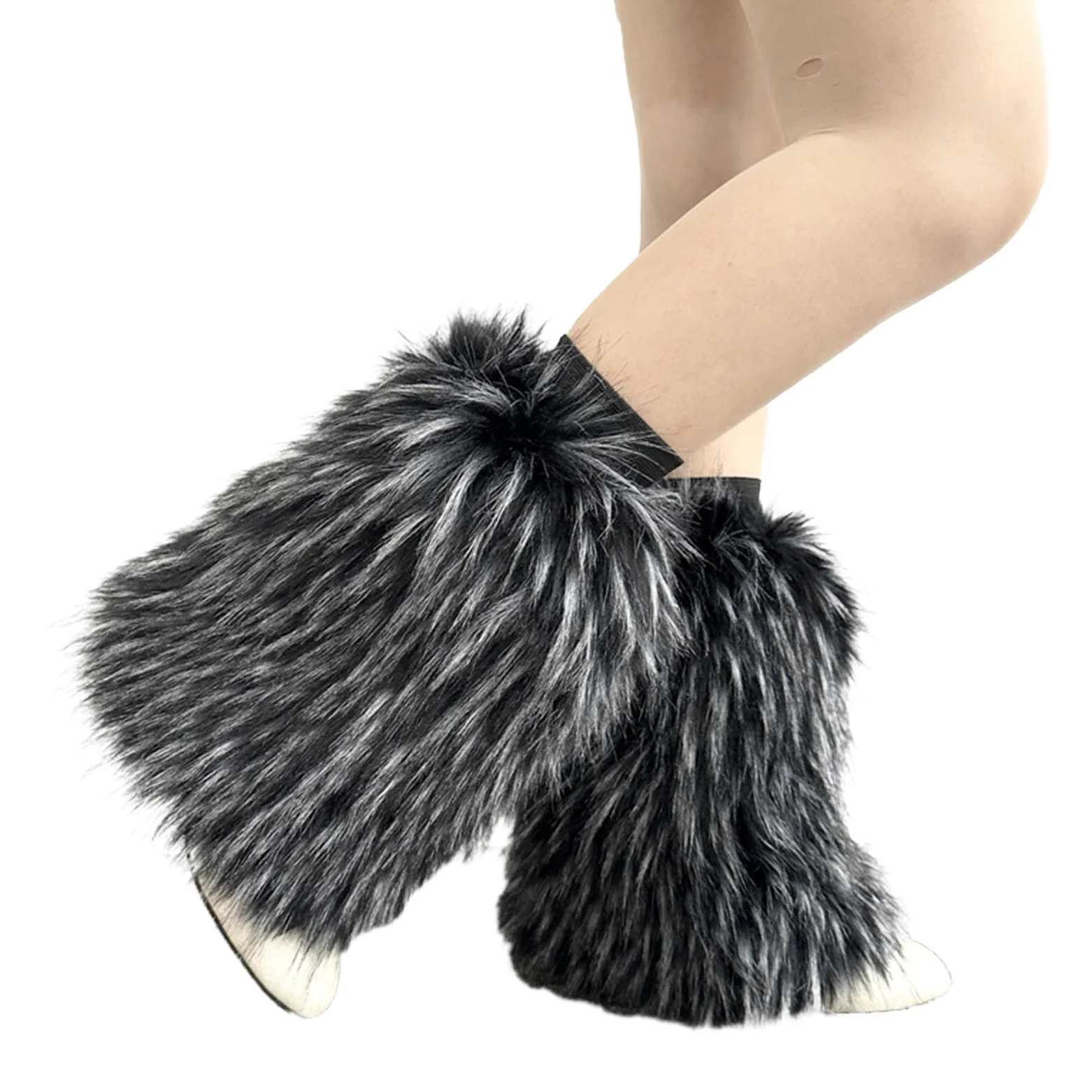 Calentadores de piernas de piel sintética para mujer, para invierno, cálidos, para botas, acogedores, Navidad, Halloween, fiesta, disfraz de cosplay