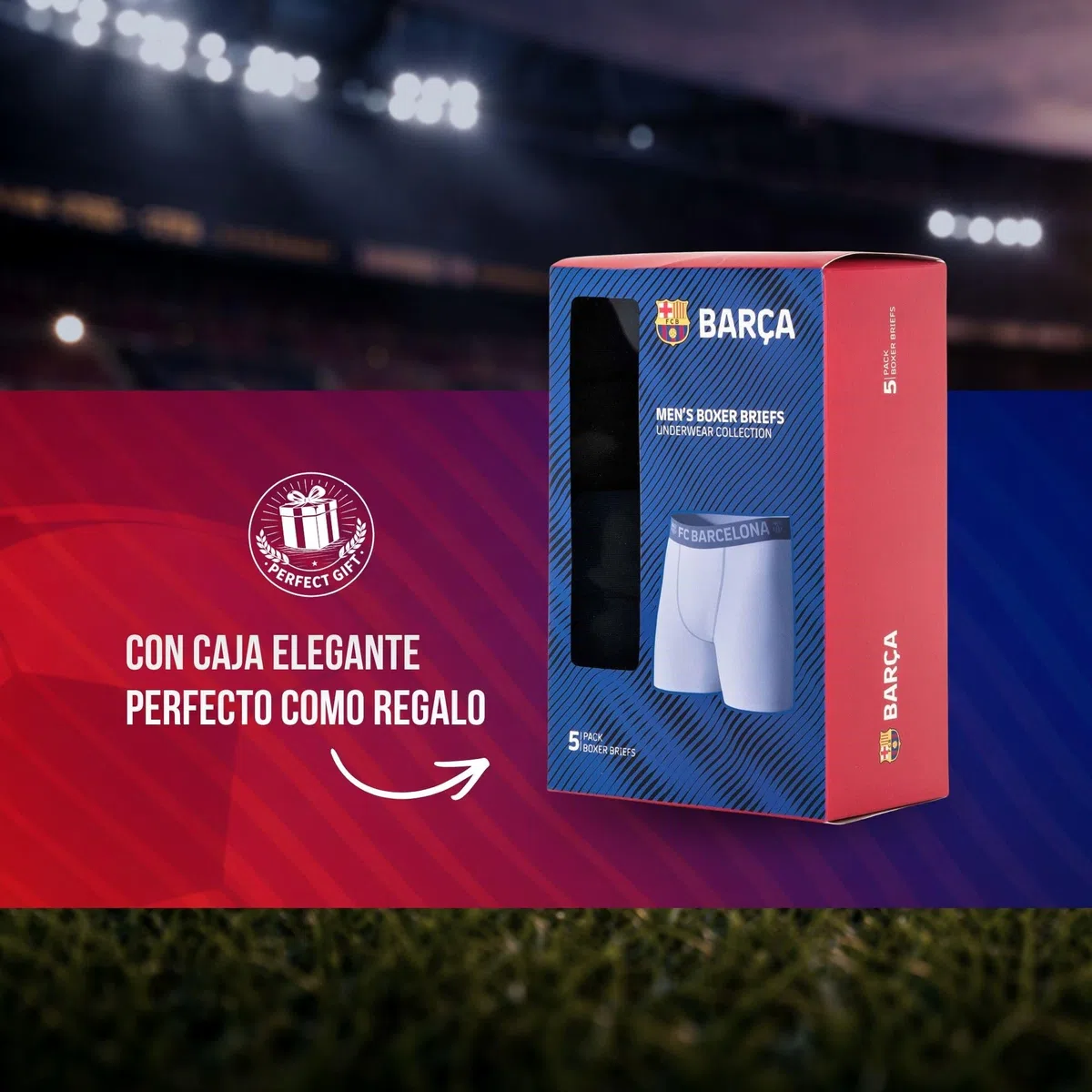 Calzoncillos tipo bóxer para hombre, 5 unidades, producto oficial del FC Barcelona, juego de calzoncillos para hombre
