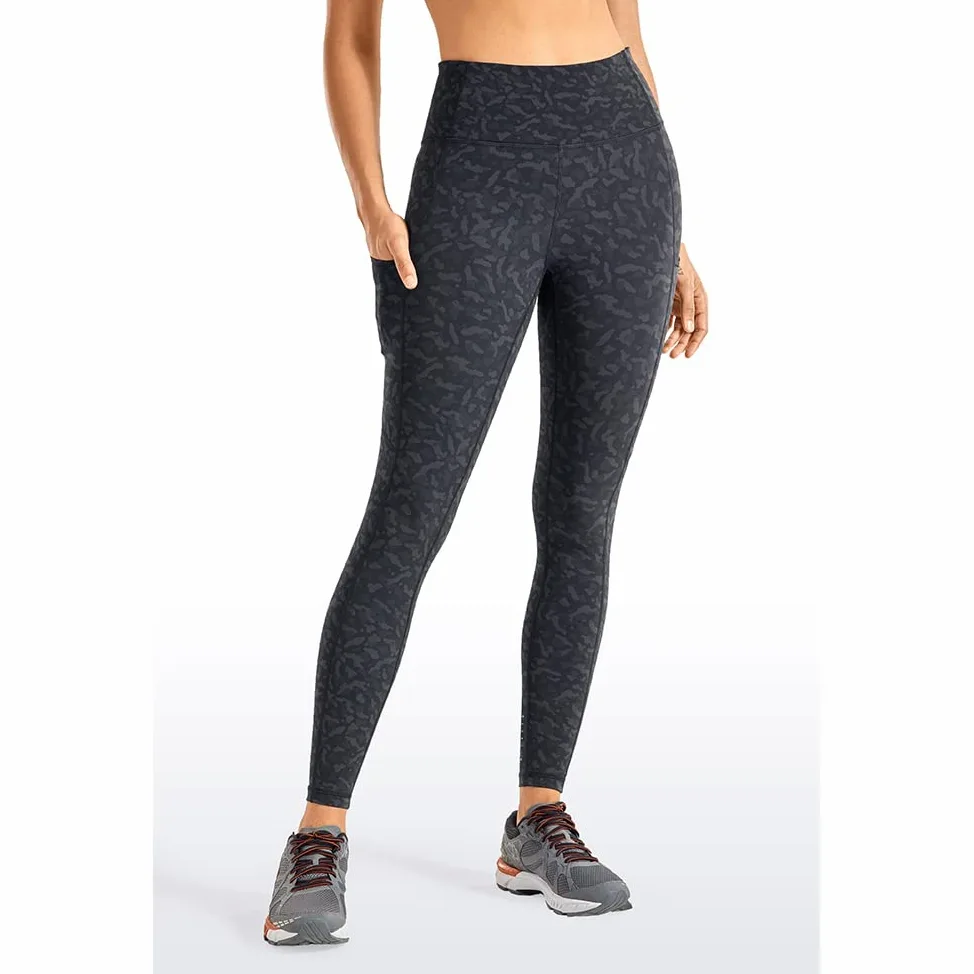 Polainas Impermeables Pantalones de yoga de cintura alta de las mujeres con bolsillos desnudos sentidos entrenando leggings-25 pulgadas Polainas Trail Running ( Color : Ink Gray44 , Size : X-Large )