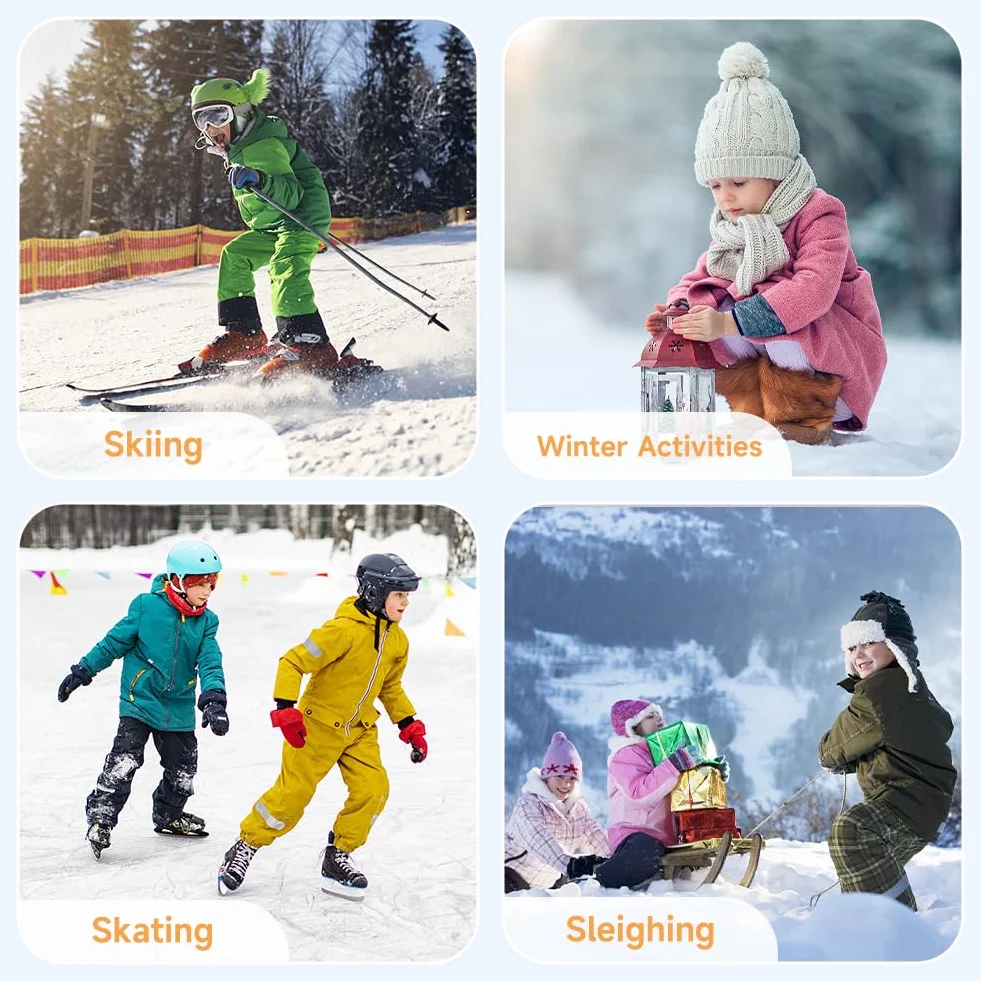 Findway Calcetines de Esquí para Niños,Calcetines Térmicos Niños Niñas 85% Algodón Calcetines de Nieve Suaves Transpirables Calcetines de Esquí de Invierno para Patinaje Snowboard,2 Pares/3 Pares