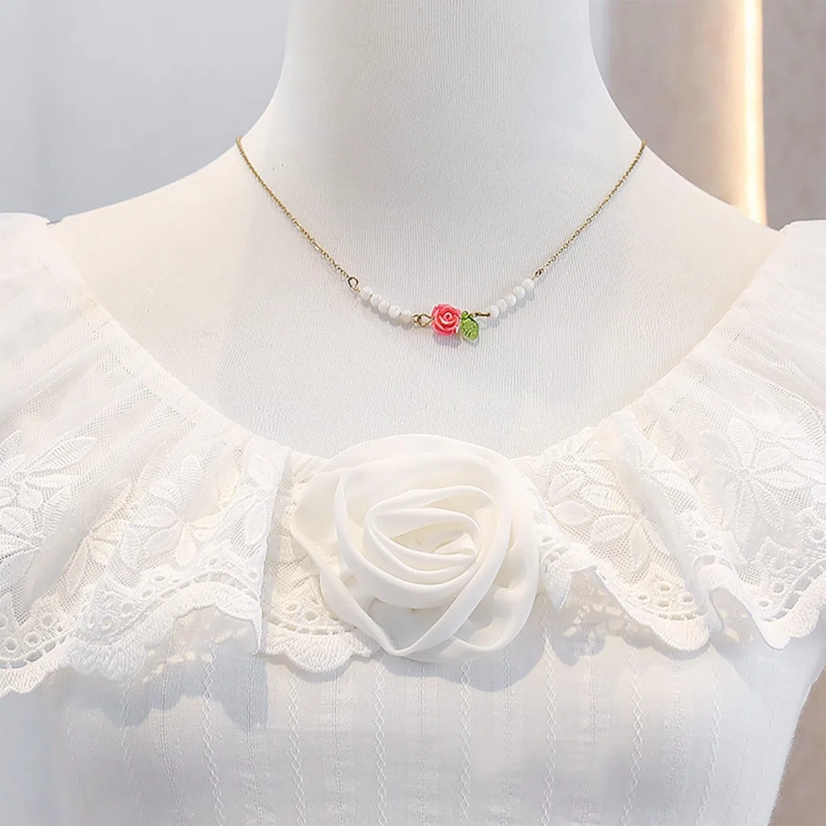 Generisch Vestido de niña de estilo francés suave, blanco, con un solo hombro, adecuado para niños de 8 a 13 años