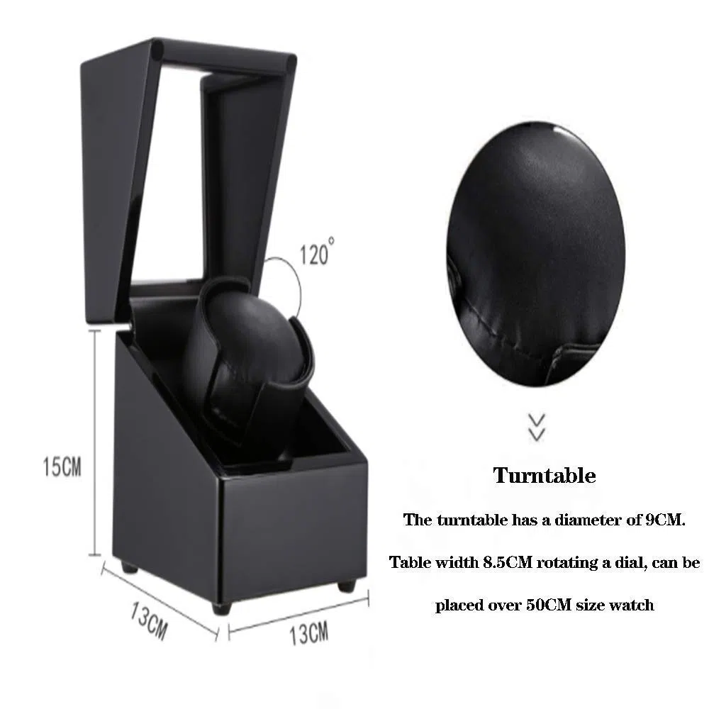Bobinadora de Reloj, bobinadora de Reloj automática Individual con Motor silencioso, múltiples Modos de rotación, Caja de Reloj de Cuerda automática, Caja agitadora de Reloj de Madera