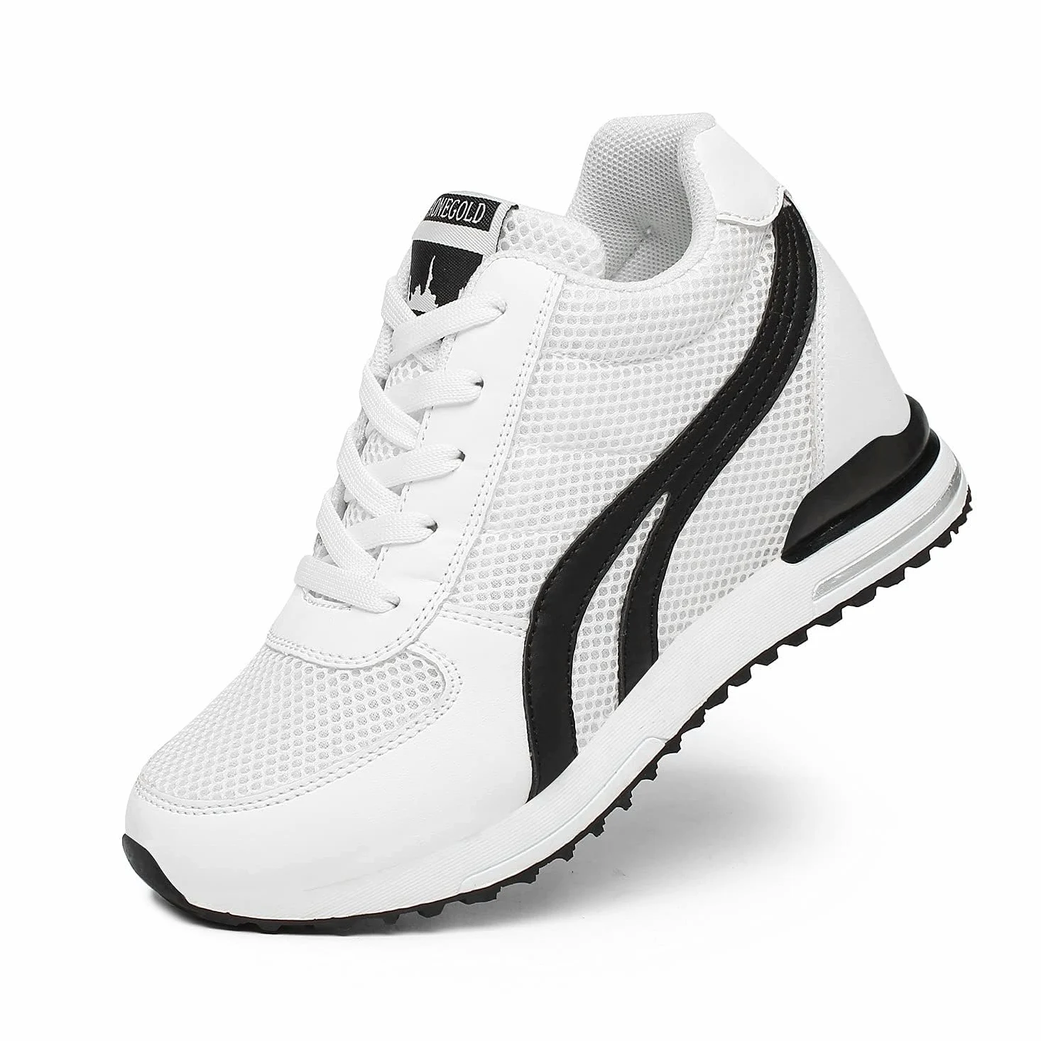 AONEGOLD Zapatillas de Cuña para Mujer Zapatillas de Deporte Zapatillas Altas Primavera/Verano Tacón Cuña 7CM