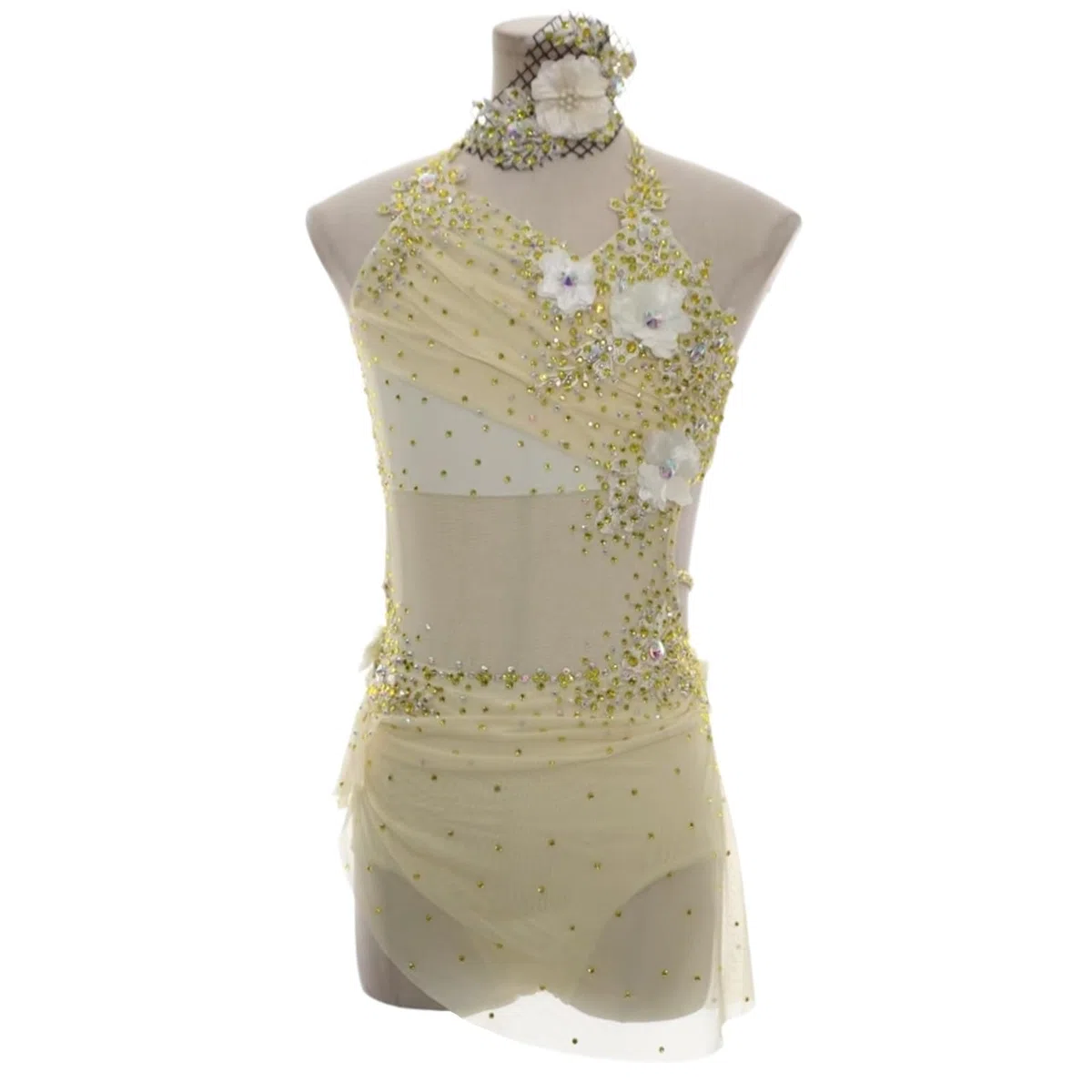 Vestido de danza lírica halter con pedrería mujer y adolescente