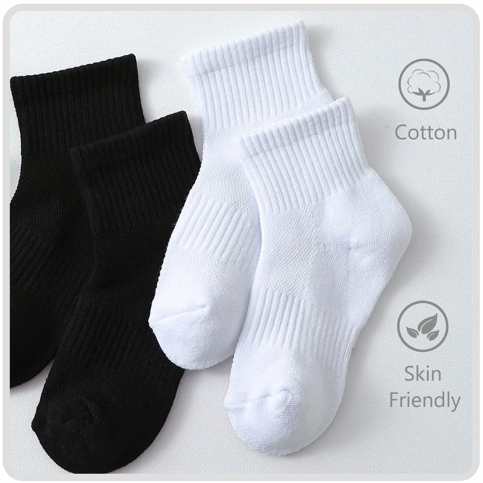 Calcetines tobilleros acolchados para niños, calcetines cortos atléticos para niñas, calcetines de algodón para niños, jóvenes, deportes, 10 pares