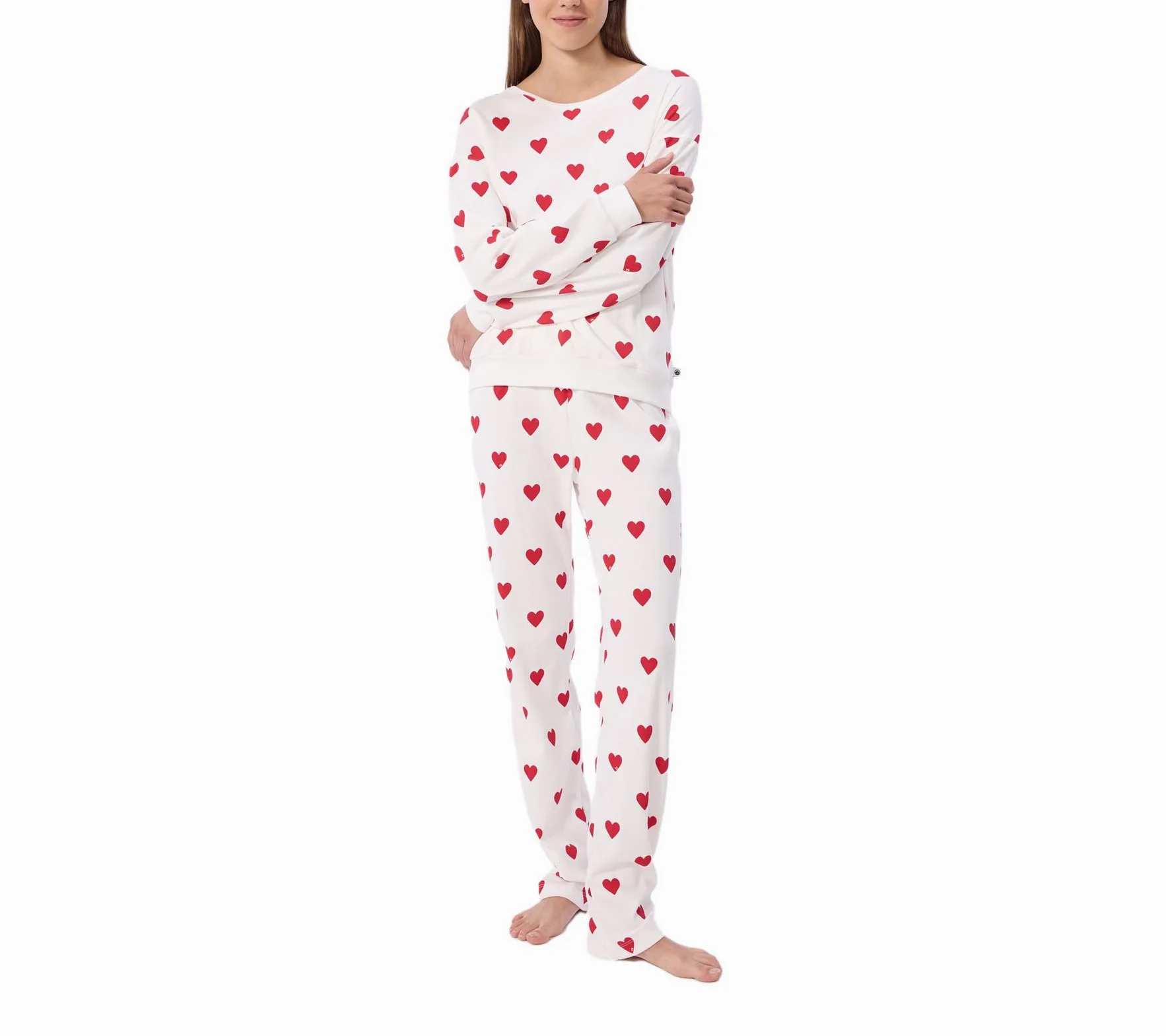 Pijama de Mujer de algodón con Estampado de Corazones