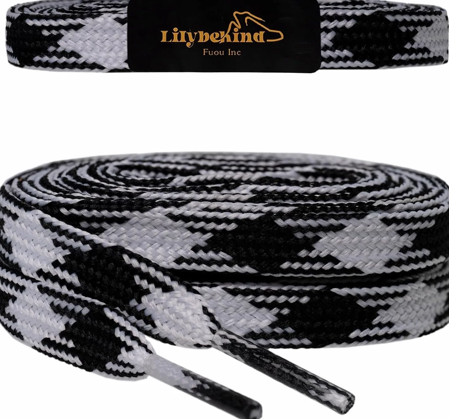 Cordones Planos de Repuesto 5/16 Pulgada 51 Pulgadas para Zapatillas Deportivas Coloridos, Negro Blanco