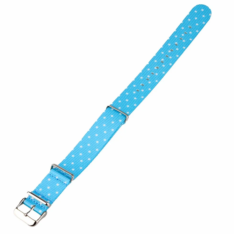 Correa para reloj de tejido de nailon, calidad militar, 20 mm de ancho, diseño de lunares, color azul