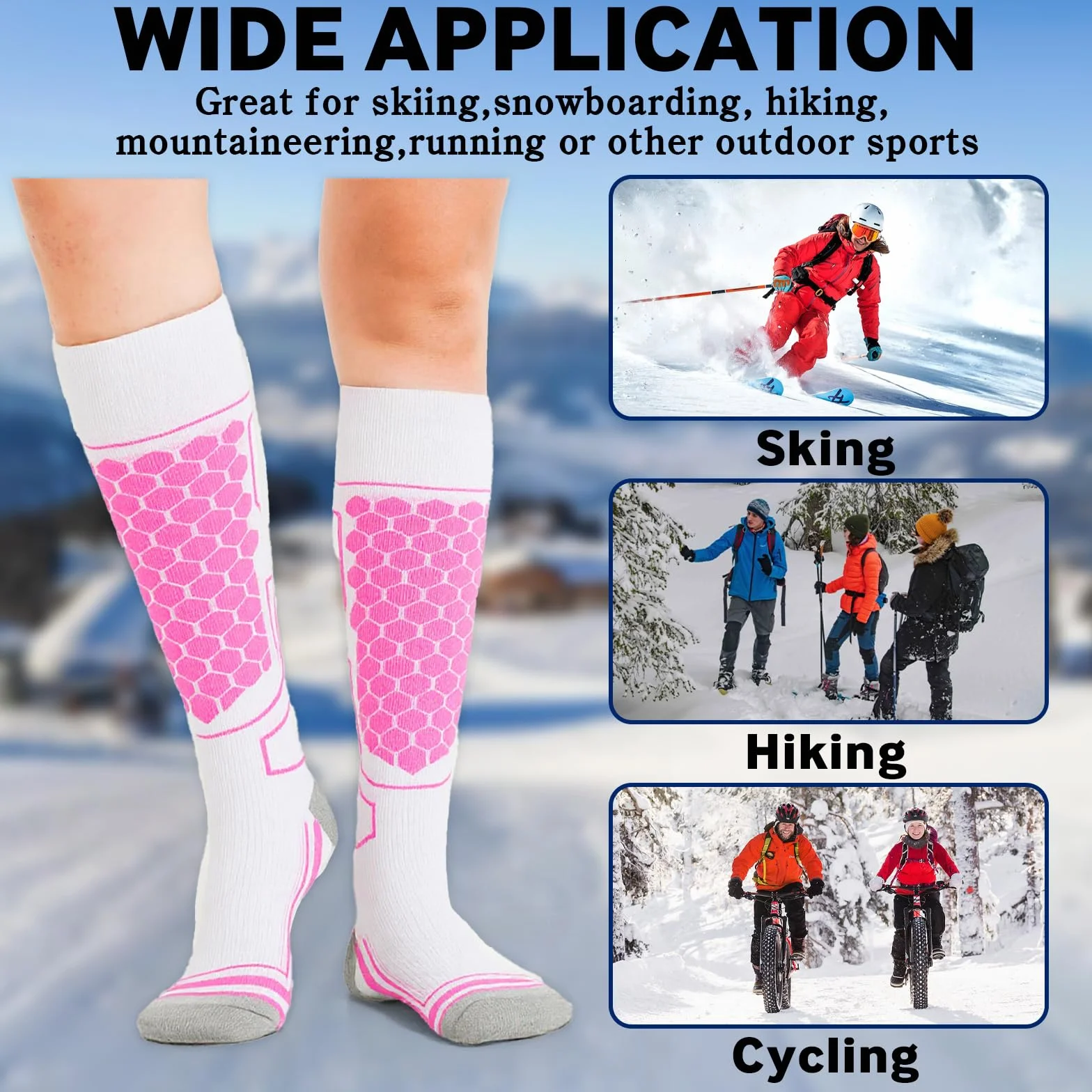 Calcetines Térmicos De Esquí Paquete De 2 Para Hombre y Mujer, Calcetines Invierno Frio Extremo, Para Esquiar, Snowboard, Deportes De Invierno Al Aire Libre