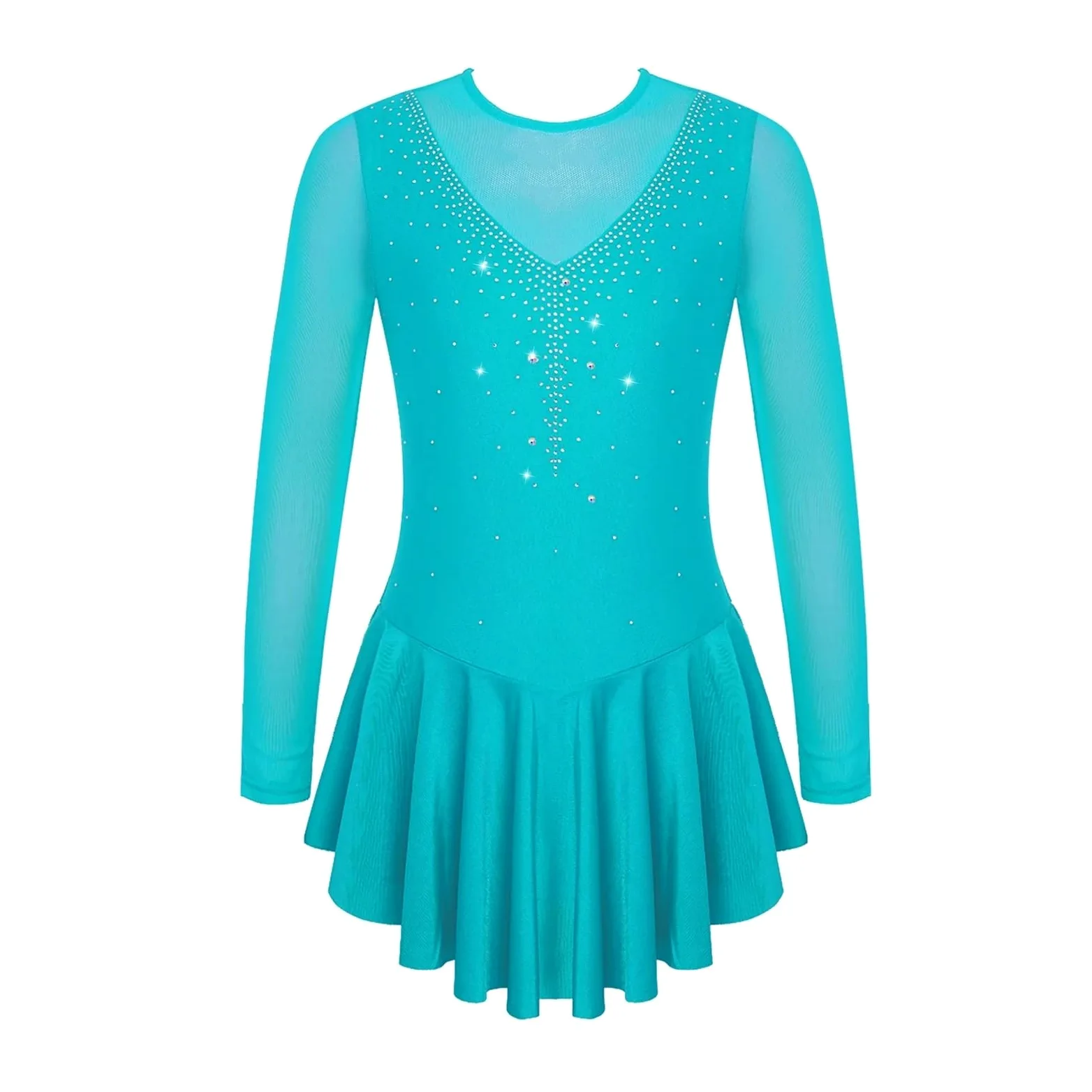 Vestido de Patinaje artístico con Diamantes imitación for niñas, Vestidos Leotardos Ballet Transparentes, Ropa Baile actuación sobre Hielo Empalme Malla