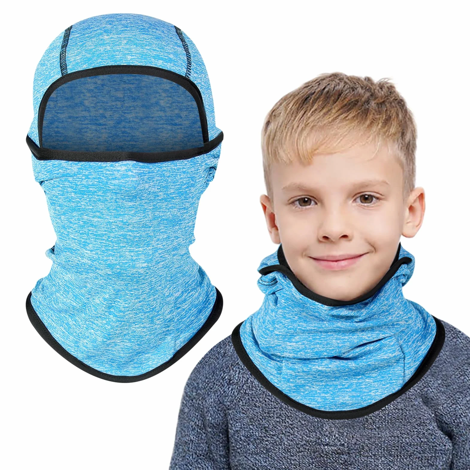 Pasamontañas Térmico Niños 2-8 Años, Máscara de Esquí Ciclismo Gorro con Calentador de Cuello