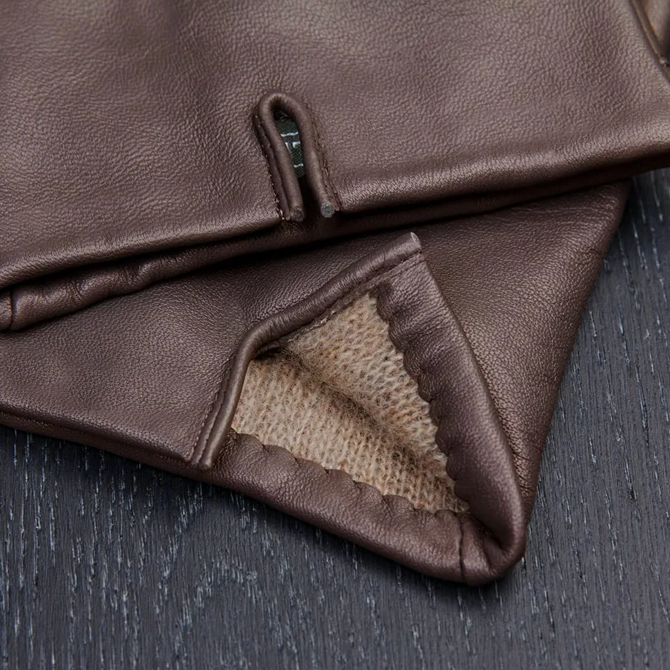 Downholme Guantes Clásicos de Piel con Forro de Cachemira para Hombre