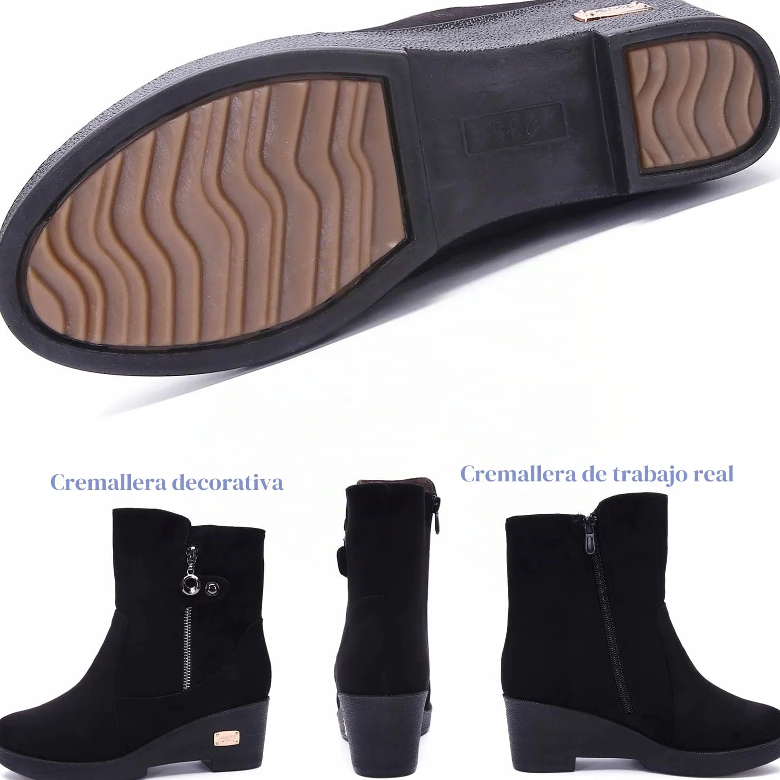 Gaatpot Botas para Invierno Mujer Botines con Tacón Cuña | Boots de Nieve, Zapatos para Cómodas y Calentitas Forrado, Elegantes