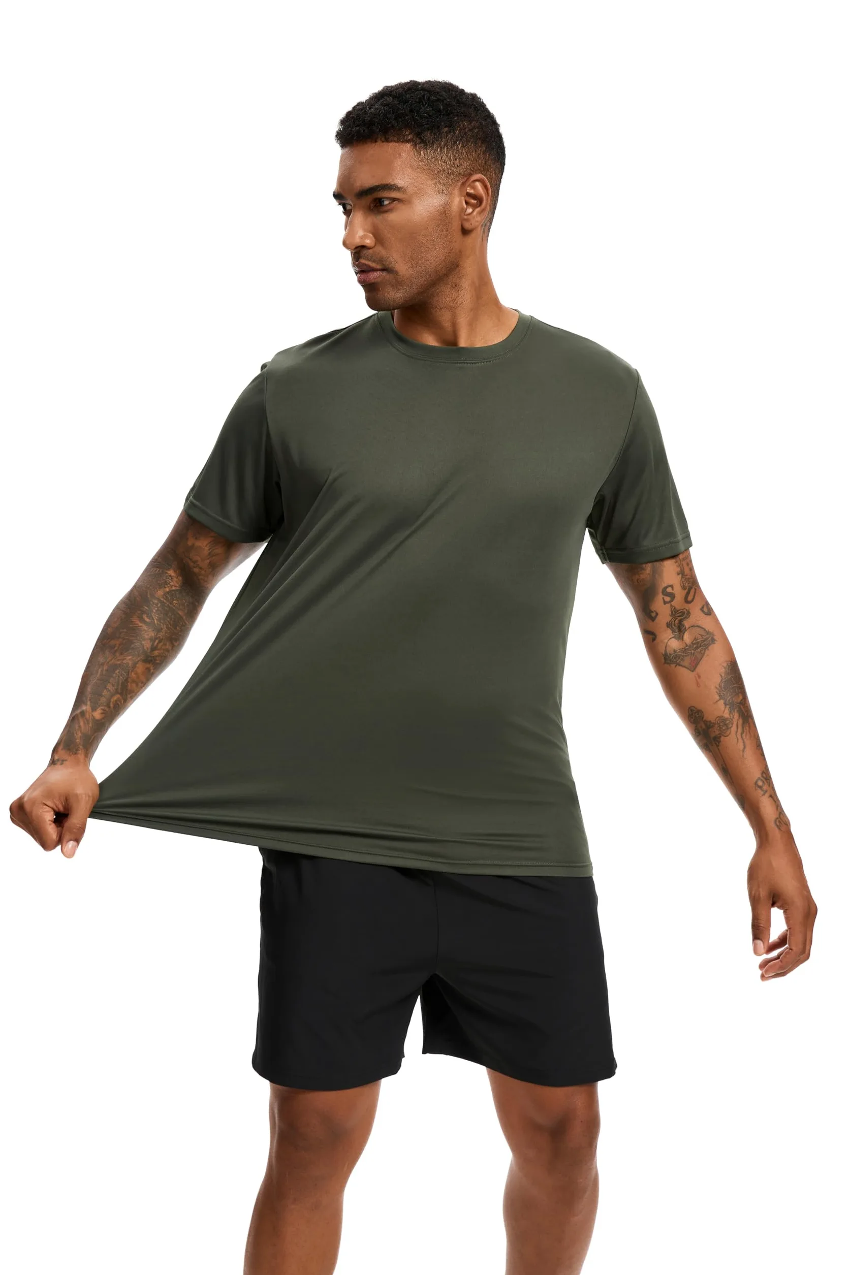 Paquete de 5 camisetas de entrenamiento para hombre, camisetas de secado rápido, protección solar UPF 50+, camisetas atléticas de manga corta, camisetas ligeras de verano