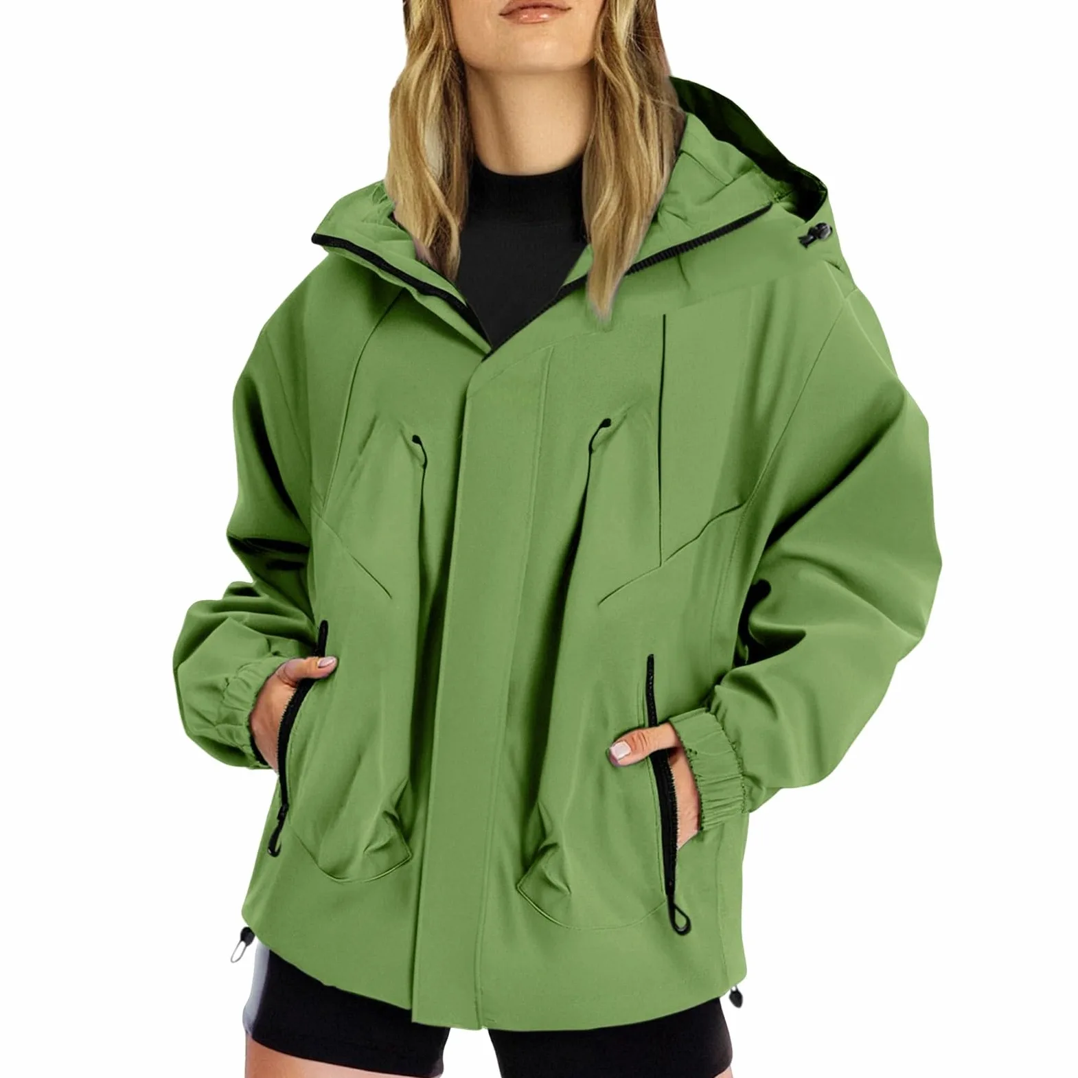 Chubasquero para mujer, transpirable, ligero, chaqueta de entretiempo con capucha, cortavientos, trekking, chaqueta softshell, senderismo, chaqueta para exteriores, plegable, deportiva, cortavientos