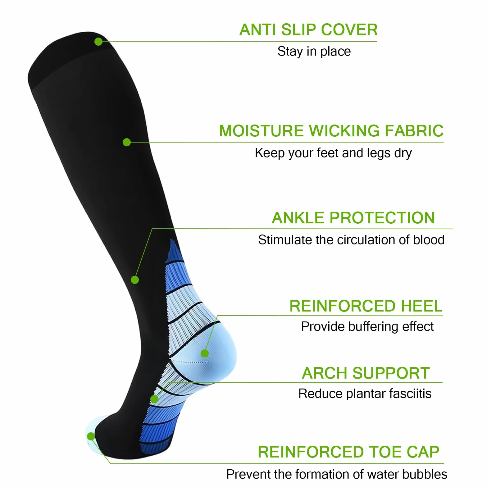 Medias de Compresión para Mujer y Hombre, Calcetines de Compresión para Varices, 6 Pares