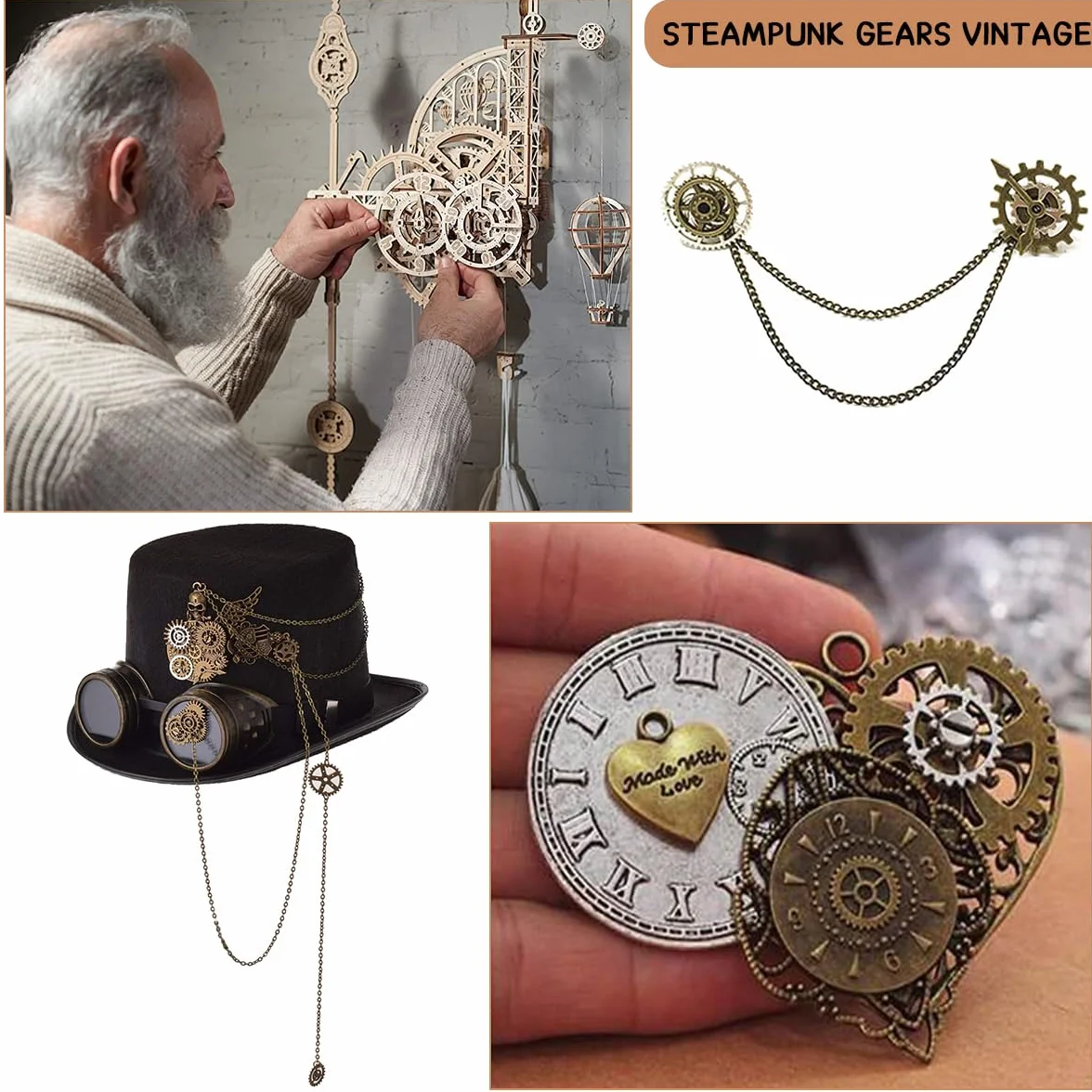Set de Colgantes Metálicos Vintage Steampunk Gears 50g para Joyería DIY Cosplay