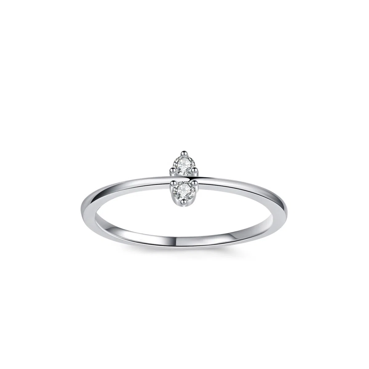 Anillos Mujer Vintage Anillo Apilable Simple Delgado Doble Redondo Diamante Oro Blanco Platino Tamaño 57 (18.1)