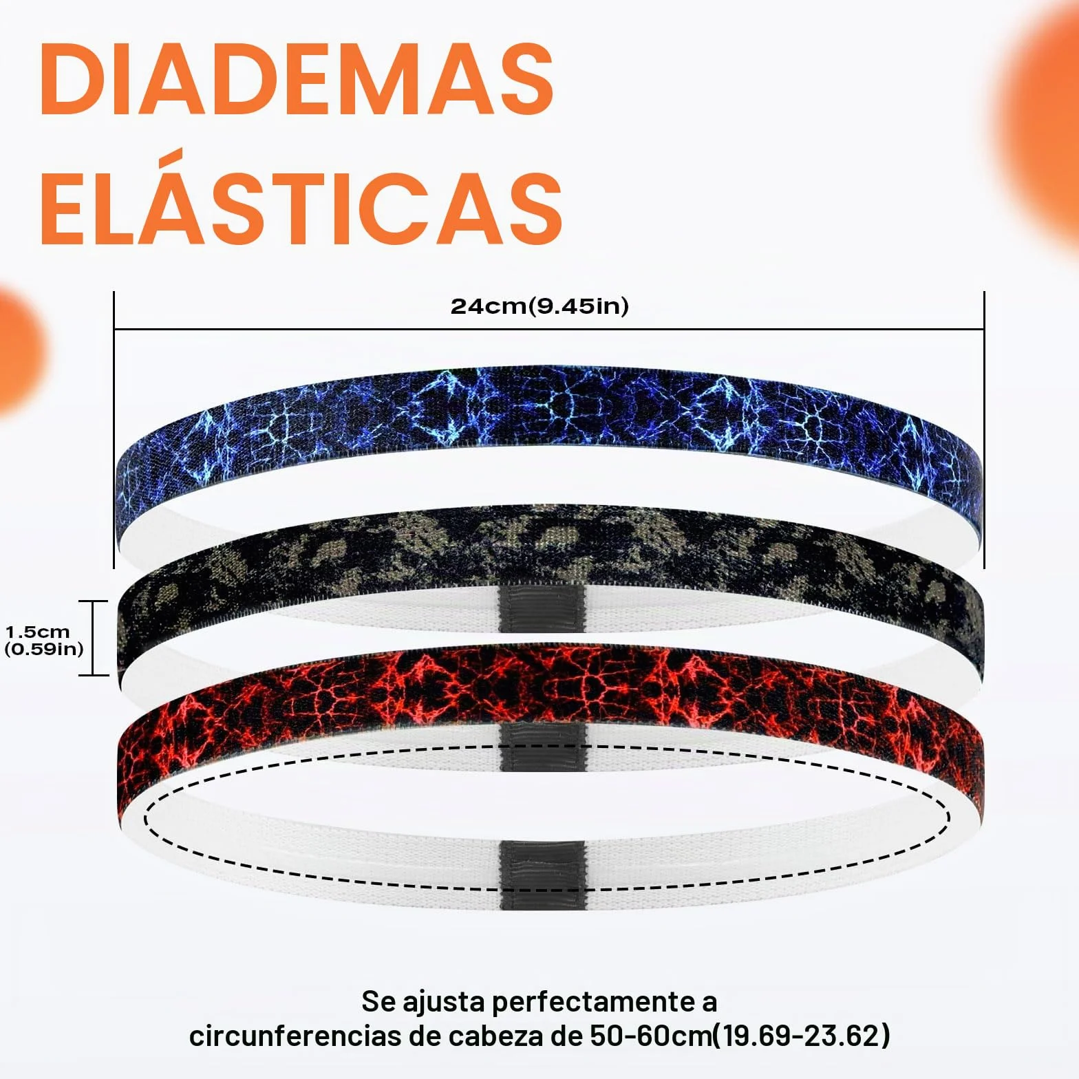 Blooms Diadema Deportiva Antideslizante 5 Piezas Cintas Pelo Mujer Hombre