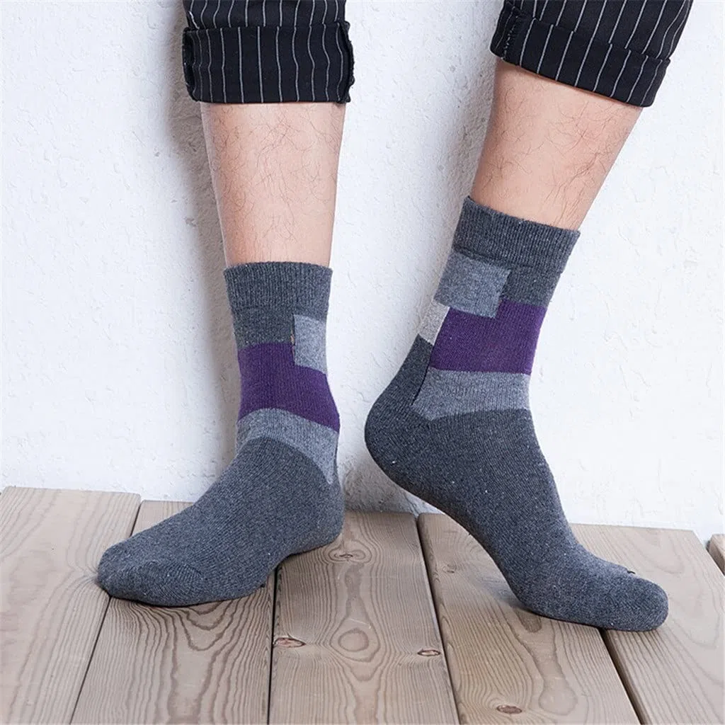5 Pares/Lote Calcetines de Lana Masculino Invierno Casillería Cashmere Transpirable Calcetines Informales for Hombre Calcetines de Regalo (Color: A Tamaño: Un tamaño)