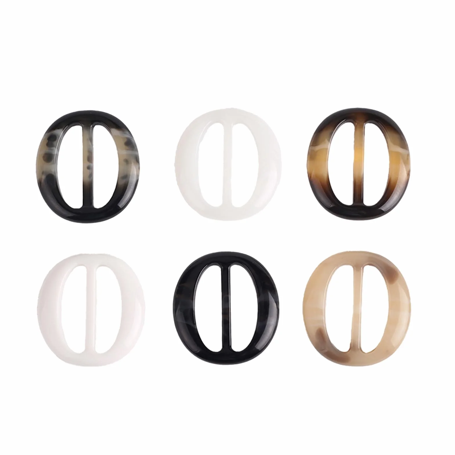 6 piezas, hebilla ovalada para cinturón, hebilla para bufanda, nudo de esquina de ropa estilo japonés en blanco y negro, decoración de hebilla para camiseta