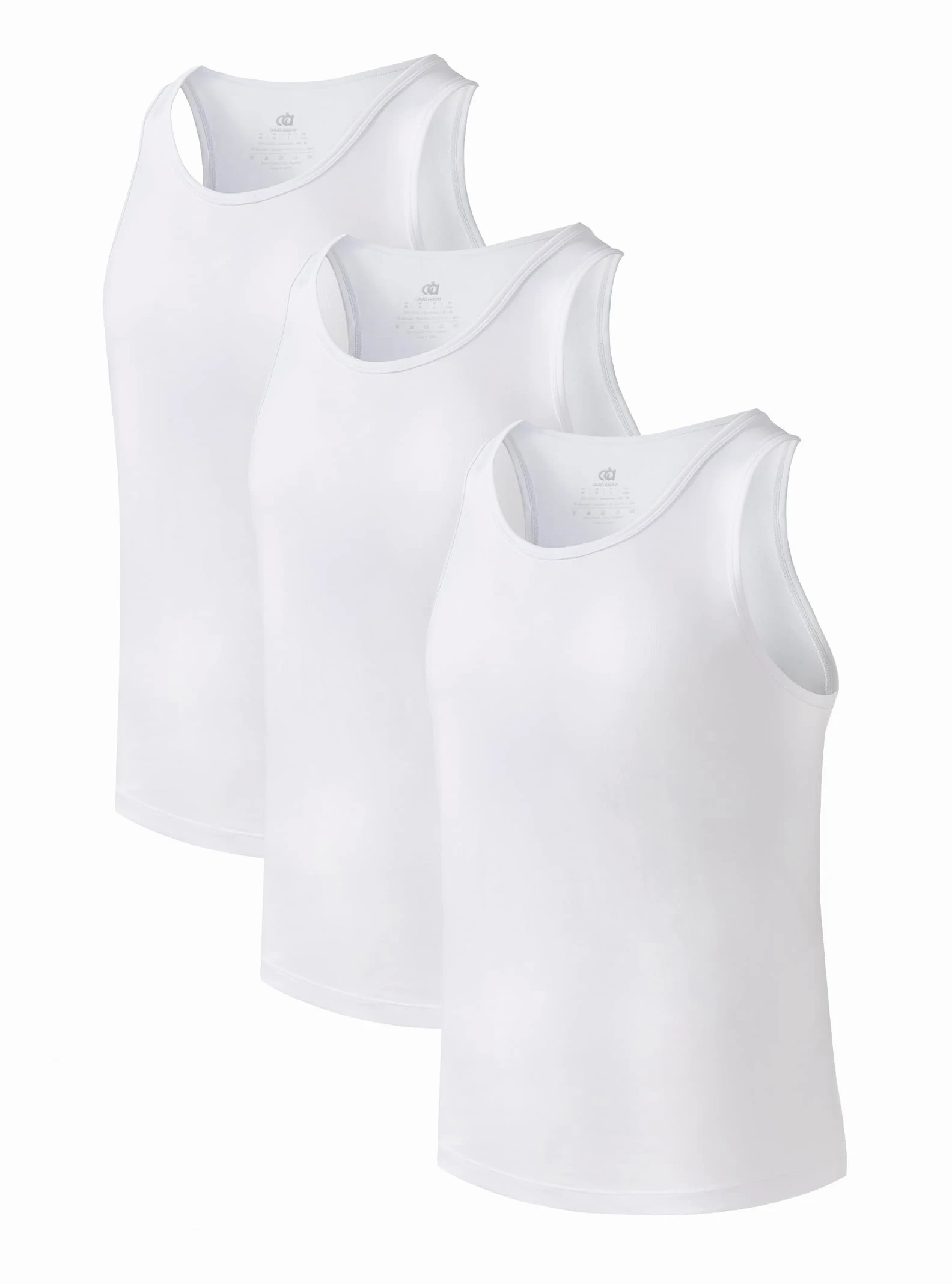 DAVID ARCHY Camisetas de algodón para hombre, con cuello en V o cuello redondo que absorben la humedad, lisas, supersuaves, paquete de 3, Camiseta sin mangas: color blanco y algodón, XX-Large