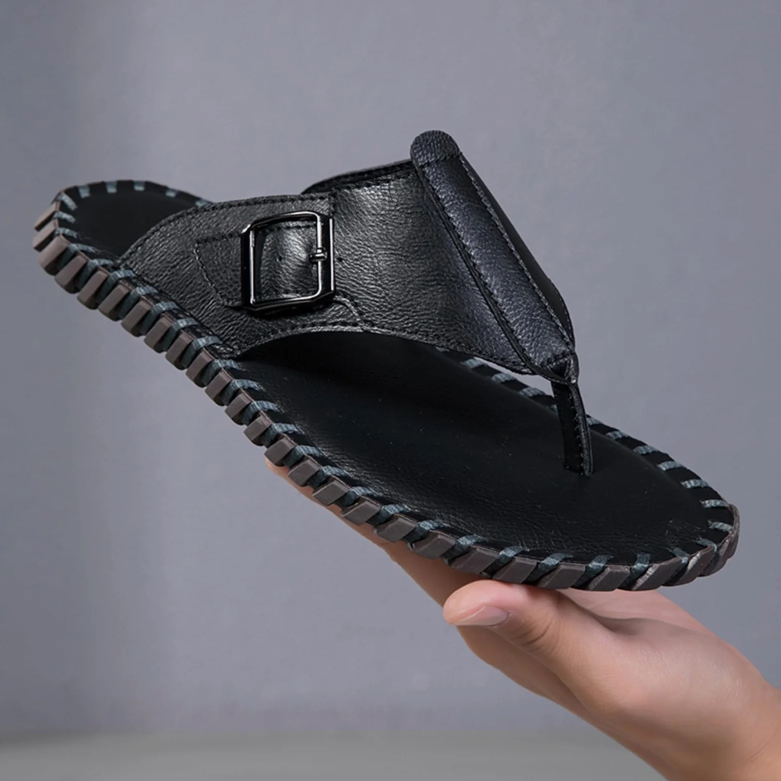 Chanclas Ocio Caminar Hombres Zapatos De Playa Casuales Tamaño Grande Sandalias Masculinas Zapatillas Verano Diapositivas Secas Rápidas Medio Arrastre-black-46
