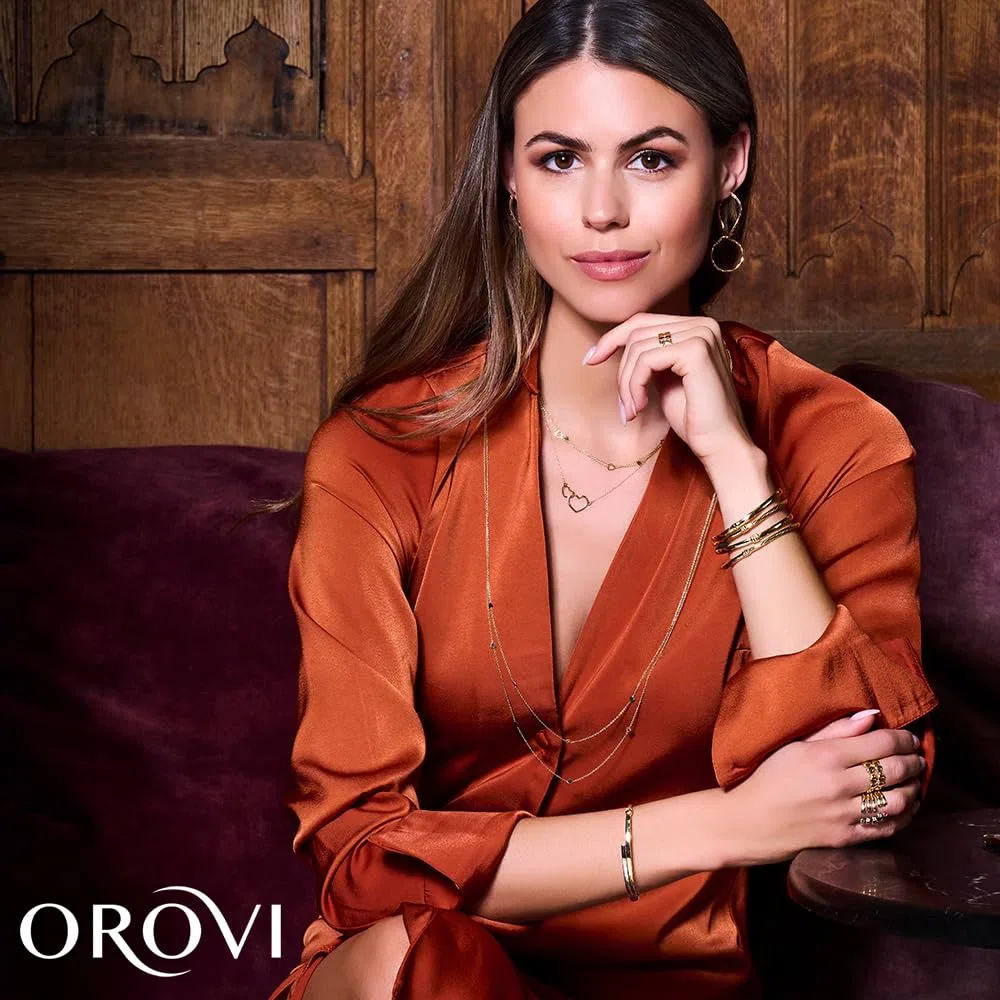 Orovi Pendientes de aro trenzados de oro amarillo 585 de 14 ct