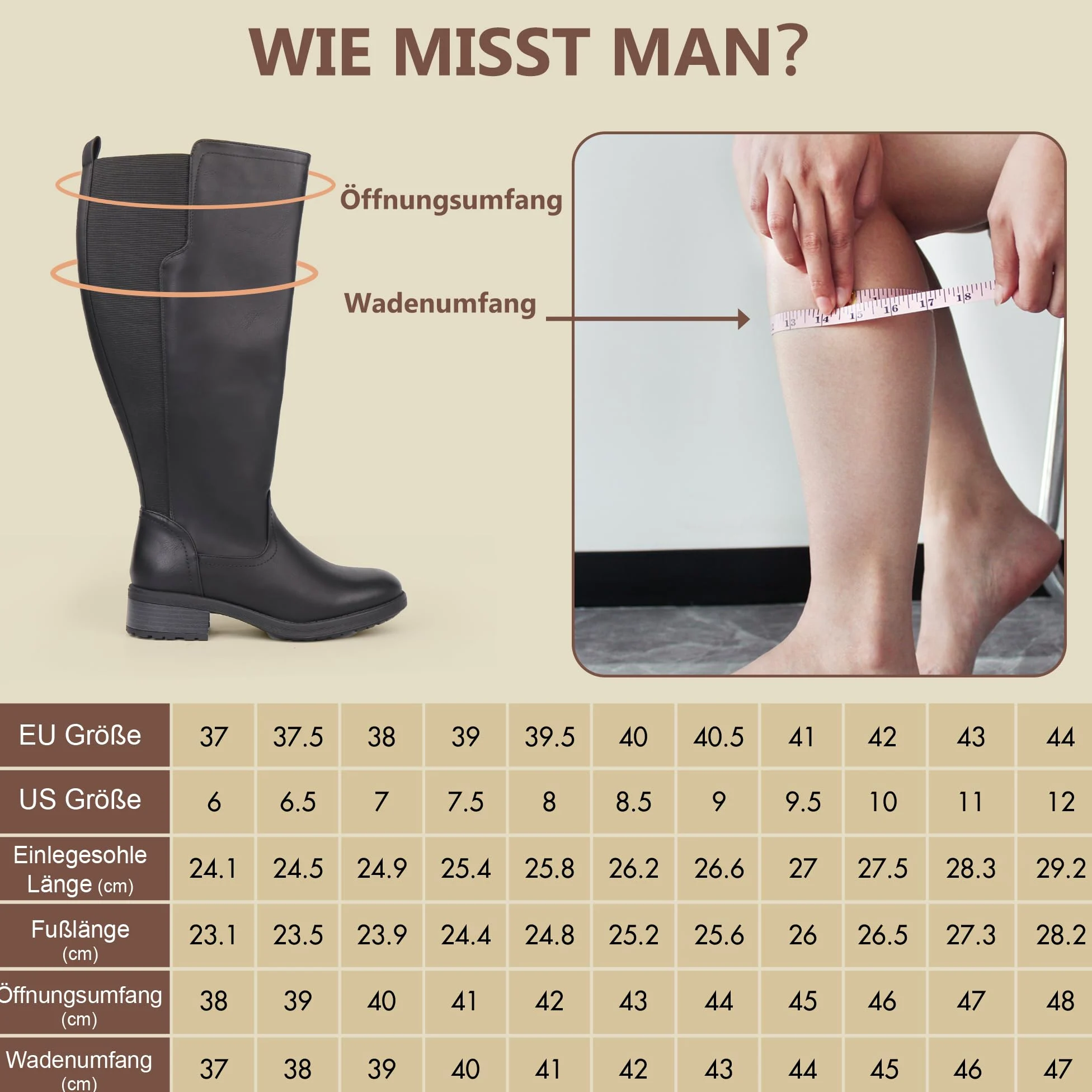 Botas altas hasta la rodilla para mujer, de caña ancha, con cremallera lateral y panel elástico