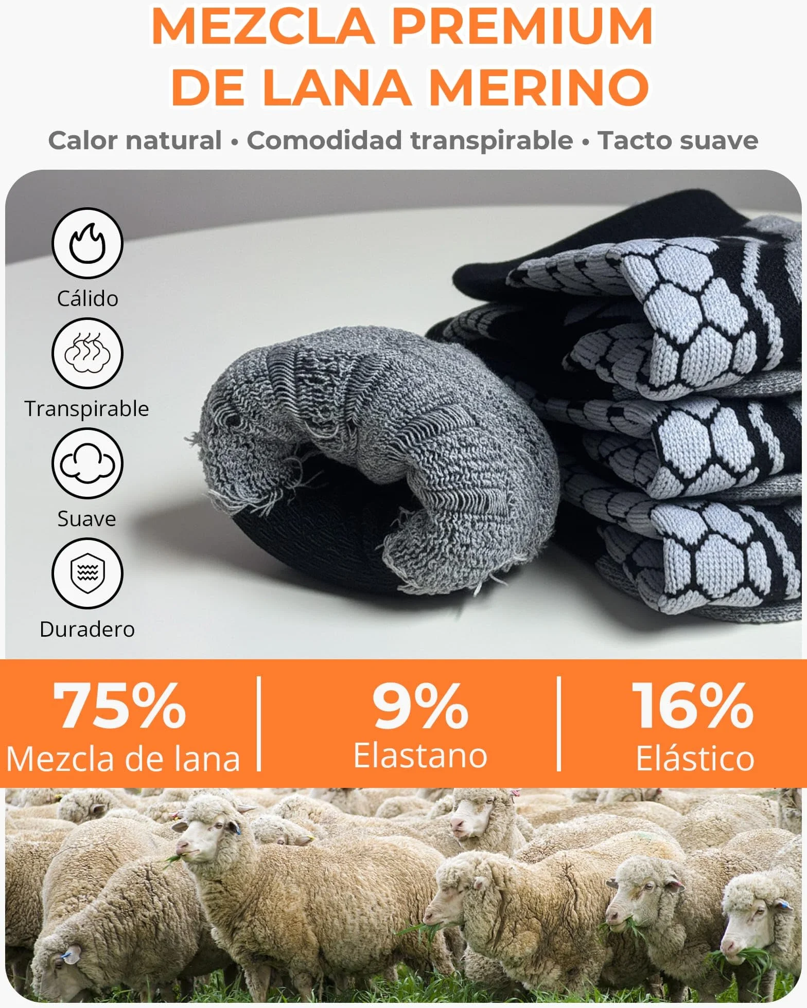 Calcetines de Esquí Lana Merino Térmicos – 2 Pares Calcetines Altos para Hombre y Mujer, Cálidos, Transpirables e Imbottados para Nieve, Snowboard y Invierno