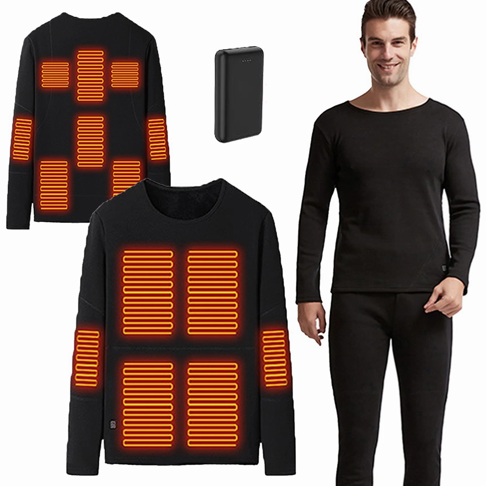 Ropa Interior térmica térmica eléctrica con batería, Hombres, Mujeres, Ropa calefactada USB Inteligente y Pantalones para inviernos al Aire Libre