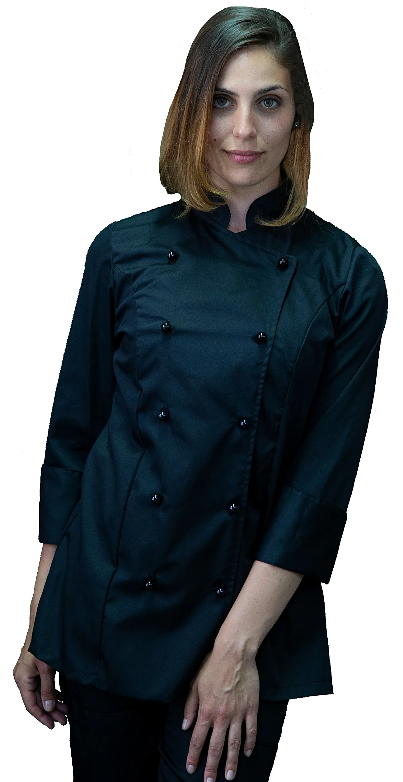 Ricamo Gratuito - Divisa cocinero mujer negra - Chaqueta, pantalón y delantal - Completo para cocina y restaurante - Made in Italy