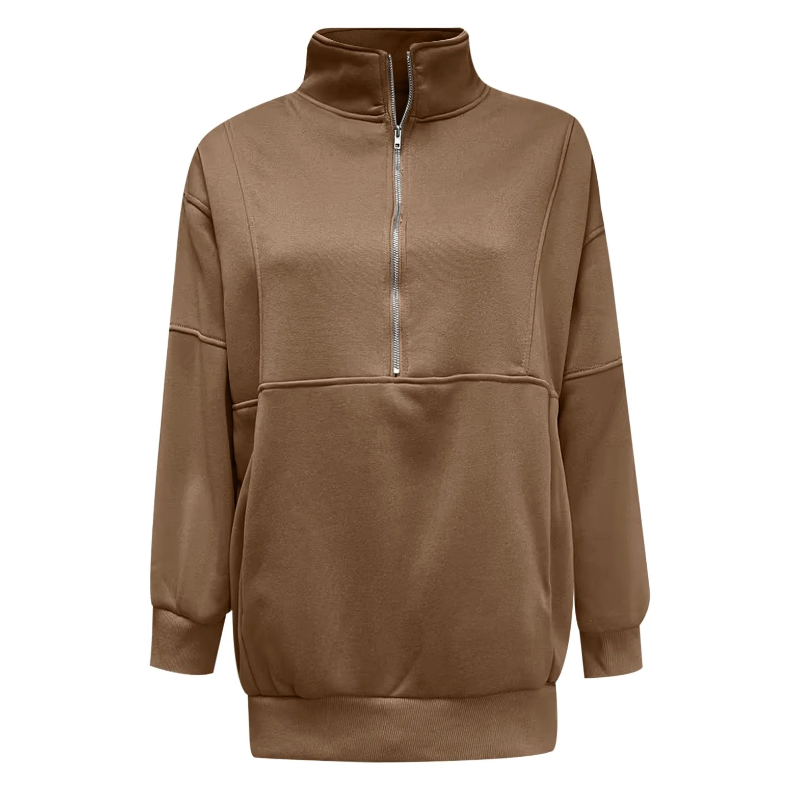 Sudaderas de ajuste holgado con forro polar para mujer, cuello alto, ropa de campo, cremallera, casual, bloque de color, suéteres occidentales, ligeros, góticos, suaves, modernos, sudaderas con cuello