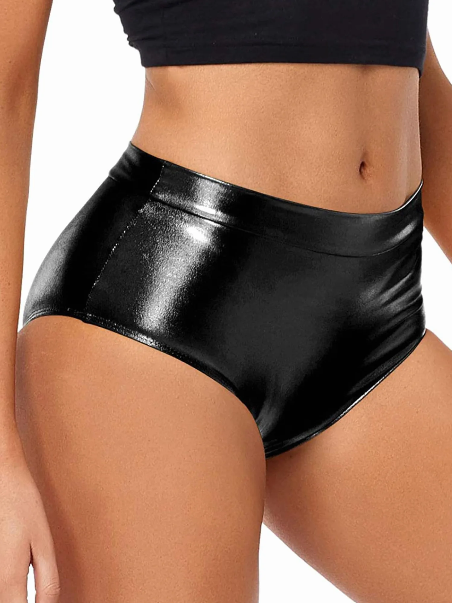 Metálicos Hot Pants Cintura Alta para Mujer Deportivo Danza Yoga Gimnasia Slim Fitness