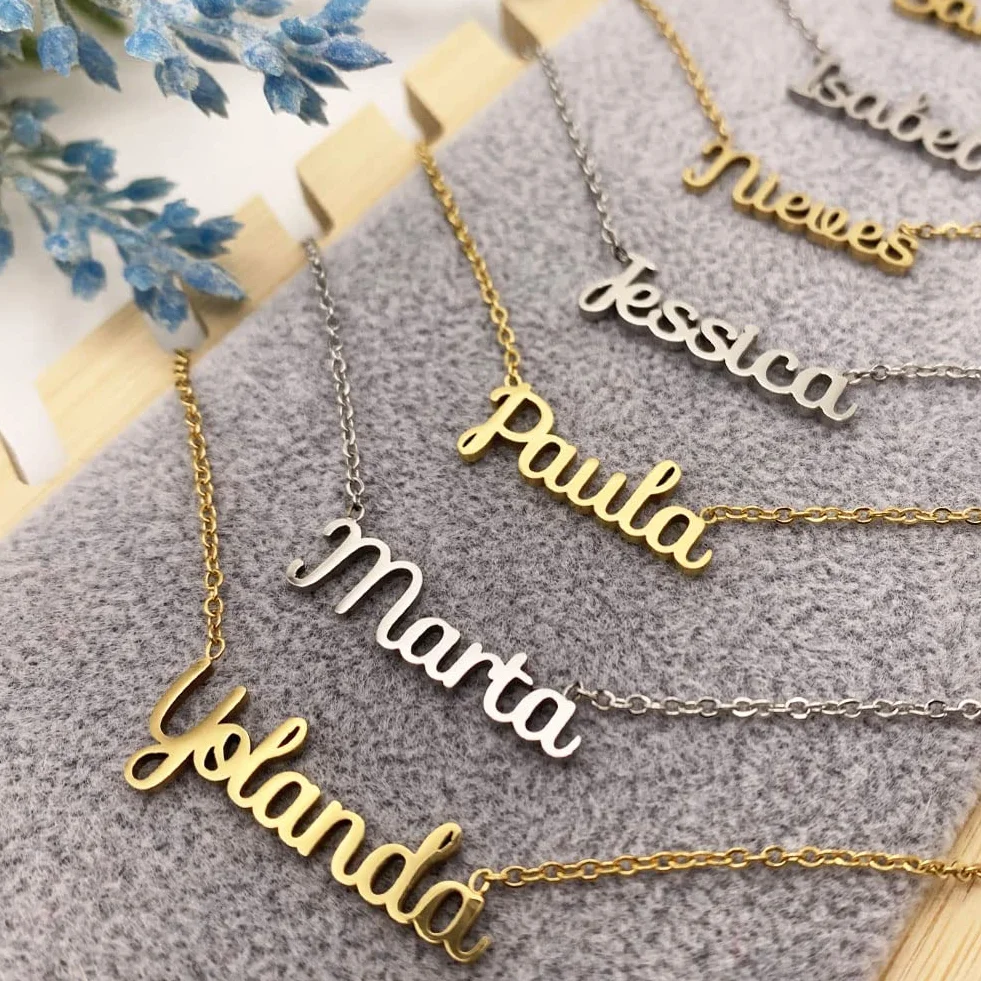 Collar Nombre Acero Plateado Dorado Regalo Personalizado Mujer