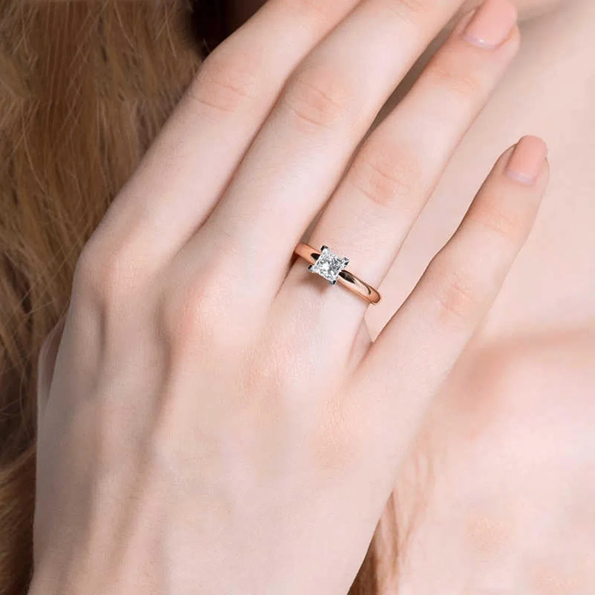 Anillo de oro rosa de 18 quilates, oro blanco y rosa con diamantes cultivados en laboratorio, alianzas de boda para mujer