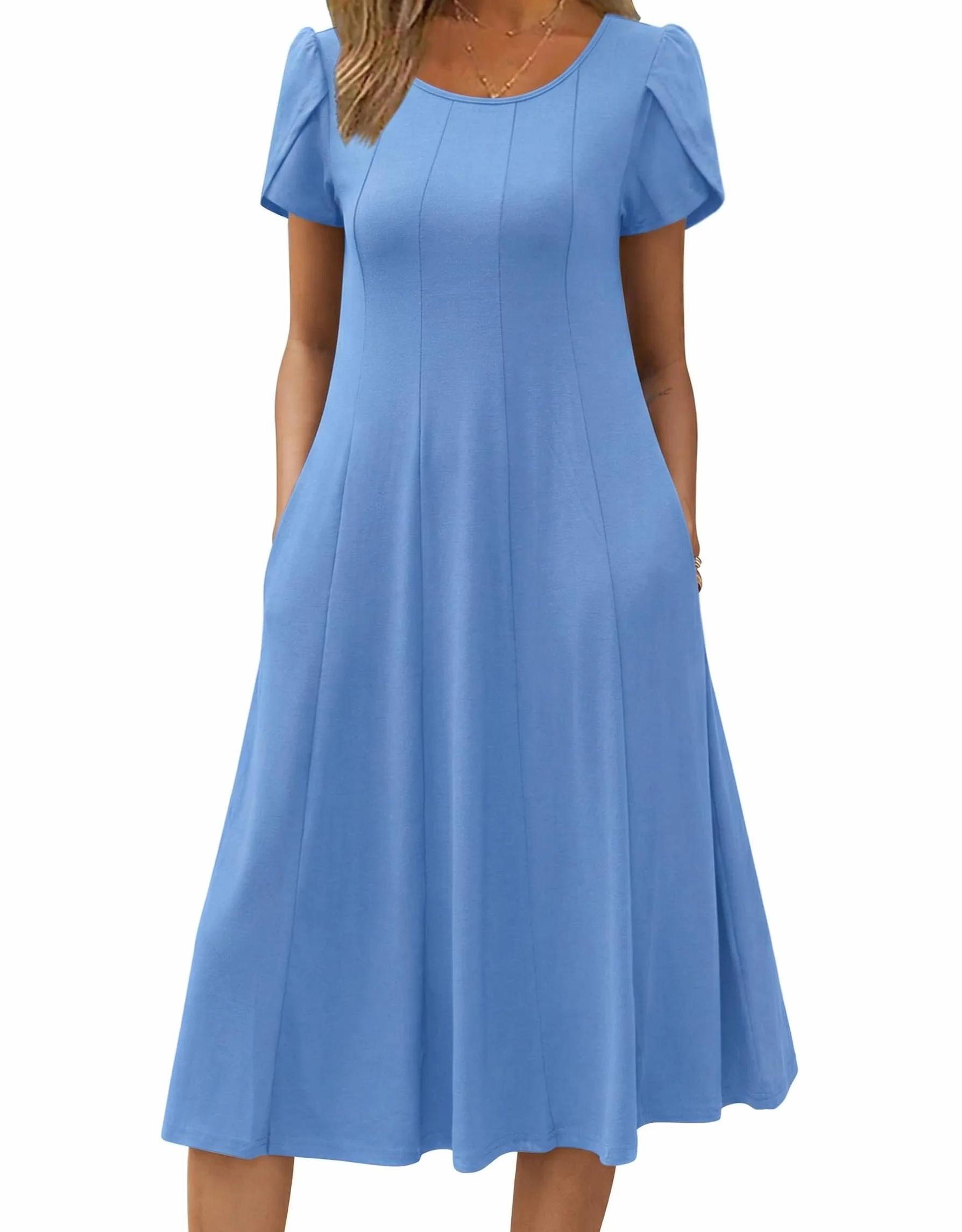 Zeagoo Vestido Verano Mujer Midi Floral Manga Corta Cuello Redondo