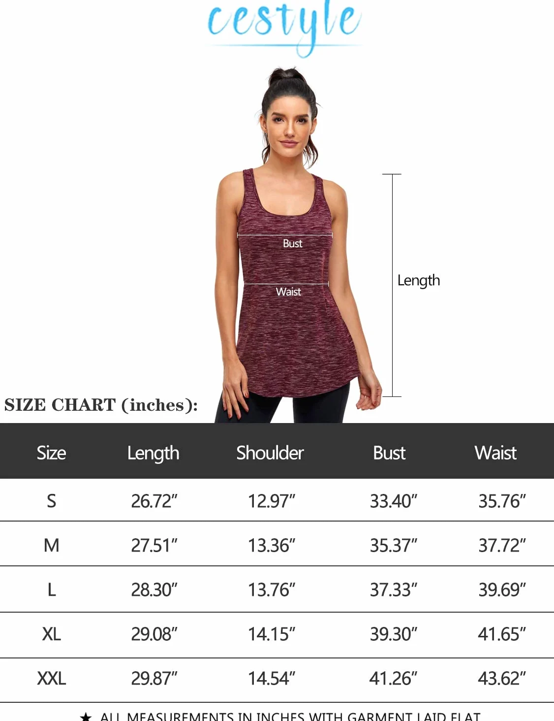 Cestyle Camiseta sin mangas para mujer con brasier integrado, espalda cruzada, yoga, entrenamiento, deportes, ropa deportiva