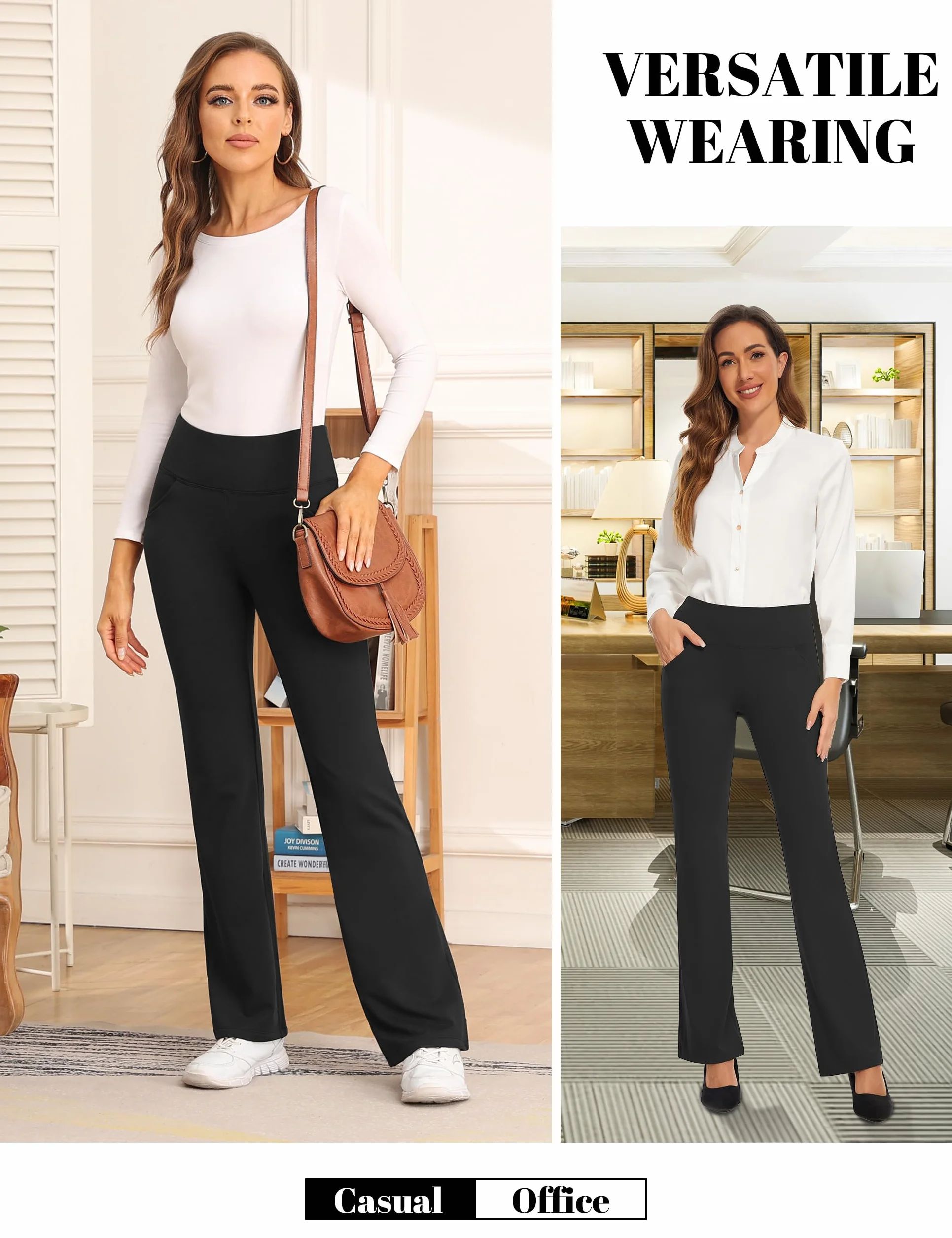 Desol Pantalones de yoga térmicos para mujer con forro polar, con 4 bolsillos, pantalones deportivos de invierno para mujer, largos, cintura alta, elásticos, cálidos