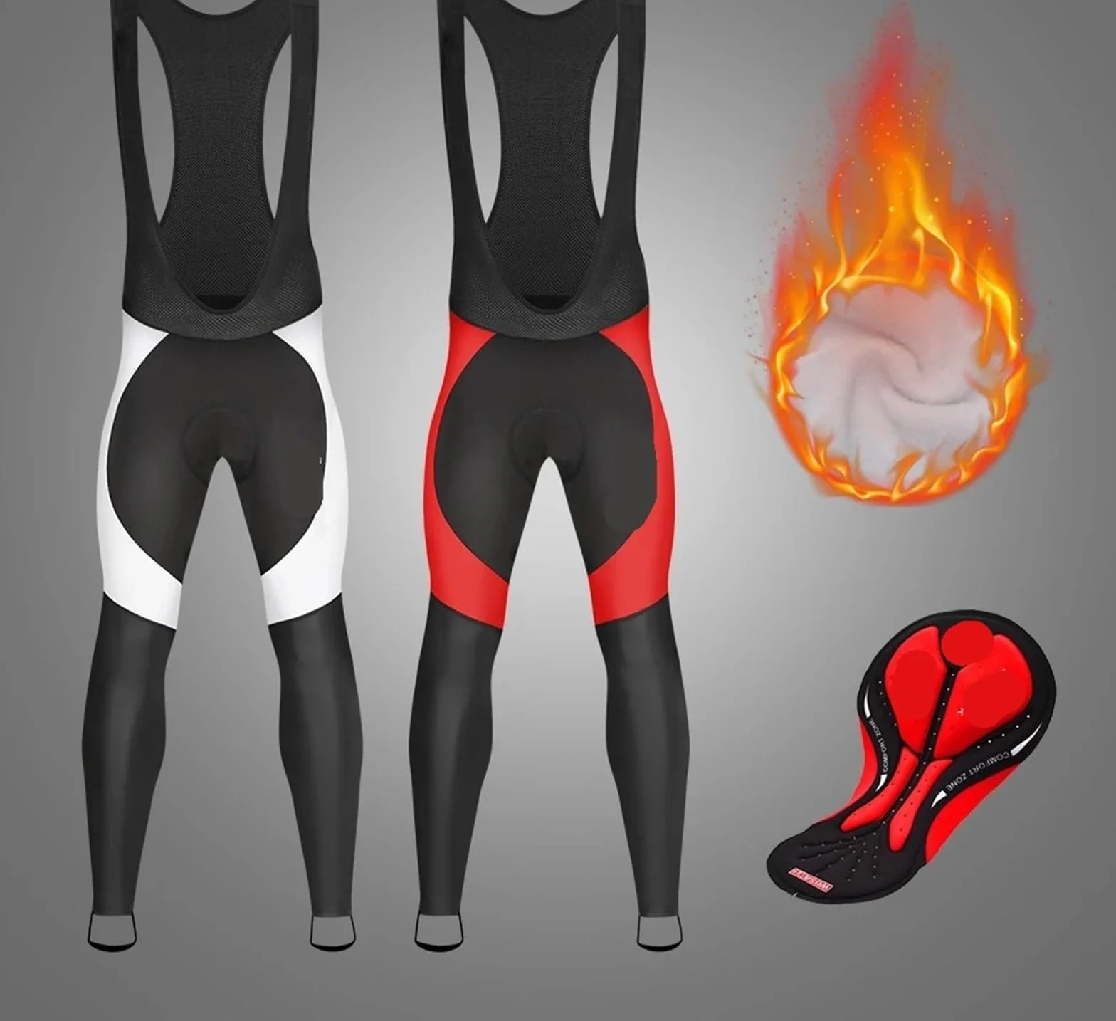 Pantalones de Ciclismo Térmicos Lana con Tirantes Cremallera Hombre
