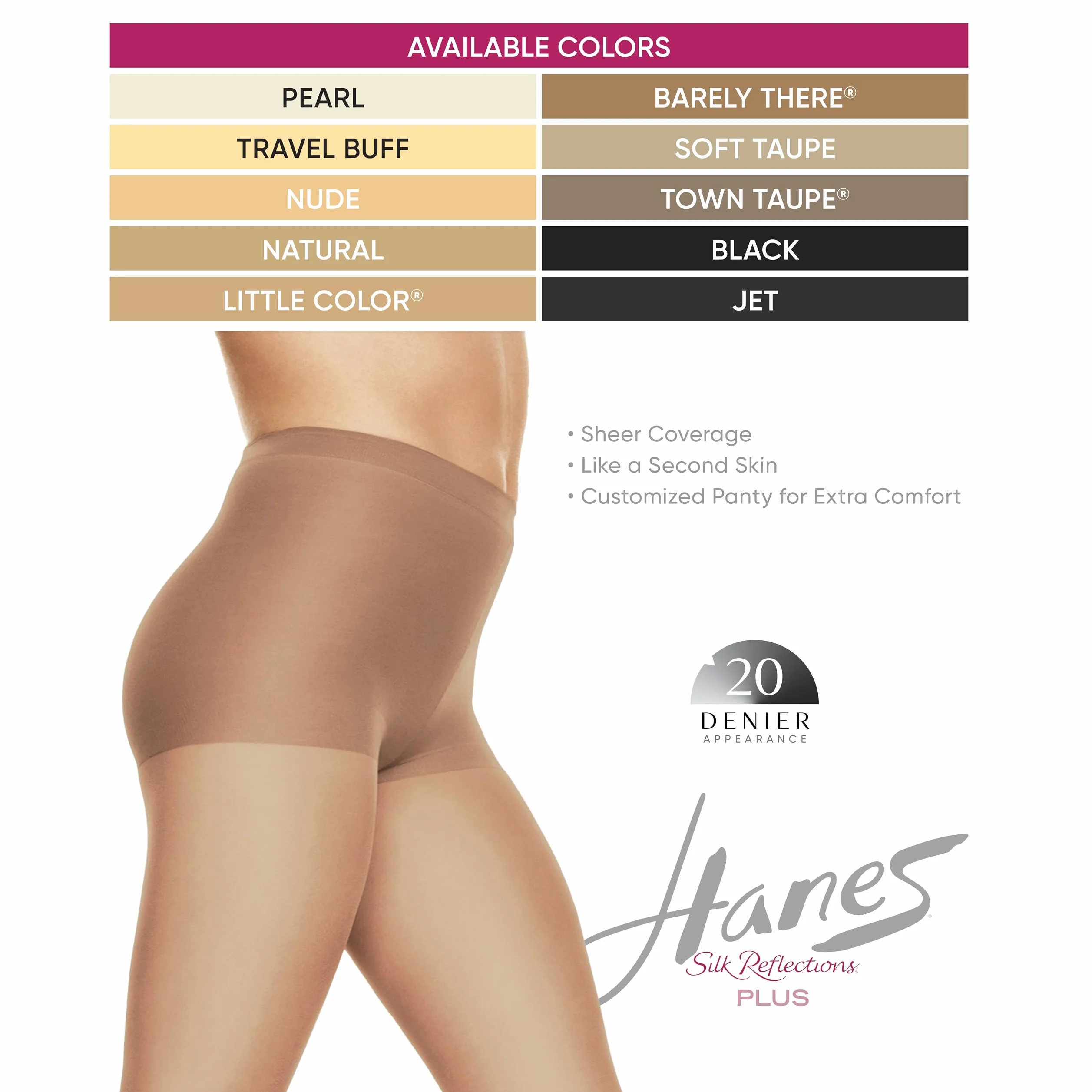 Hanes Plus - Mallas transparentes sedosas para mujer con tecnología X-Temp, parte superior de control, puntera mejorada